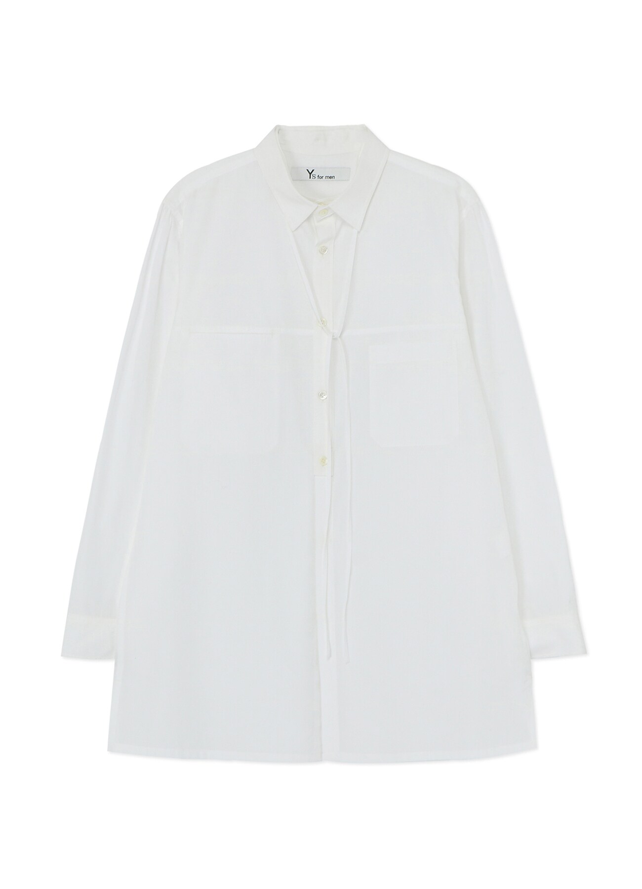 COTTON BROADCLOTH PANEL SHIRT WITH COLLAR CORD DETAIL
