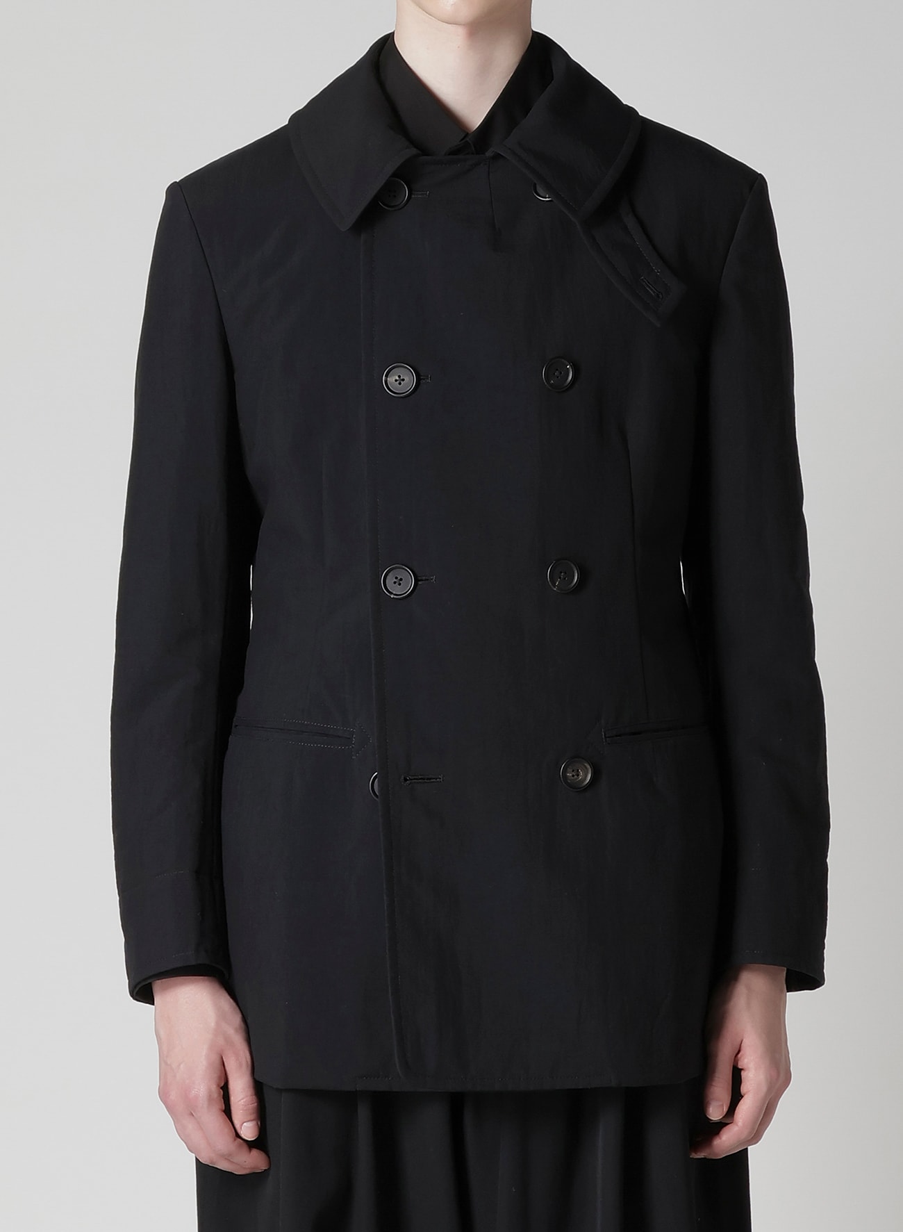 NYLON TASLAN PEACOAT WITH THINSULATE(S Black): Y's for men