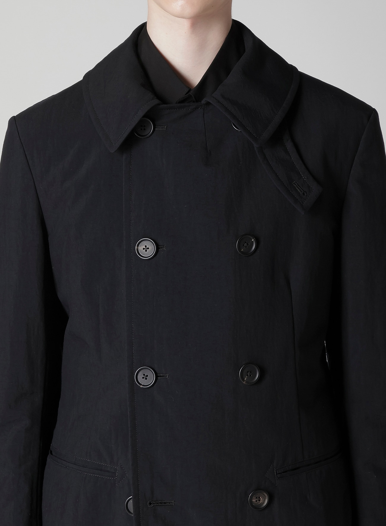 NYLON TASLAN PEACOAT WITH THINSULATE(S Black): Y's for men