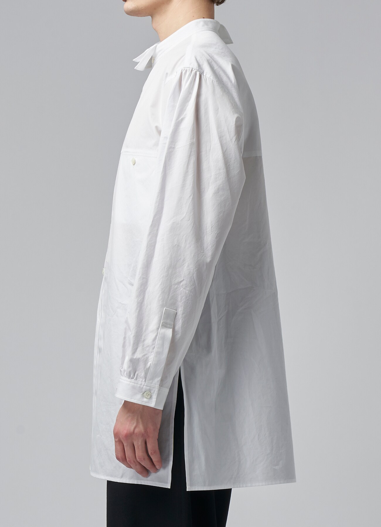 COTTON BROADCLOTH HALF DOUBLE COLLAR SHIRT(S WHITE): Y's for men