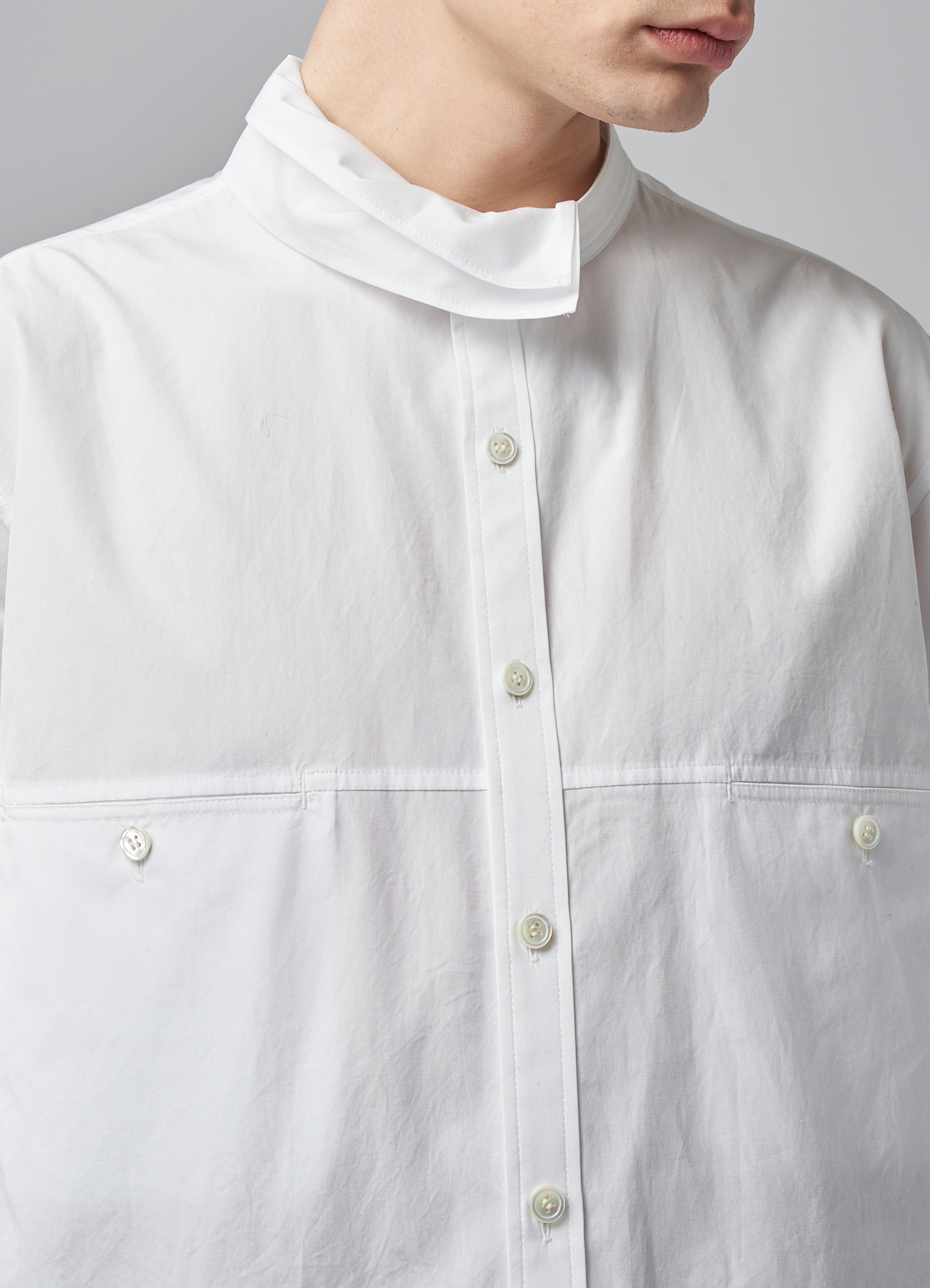 COTTON BROADCLOTH HALF DOUBLE COLLAR SHIRT