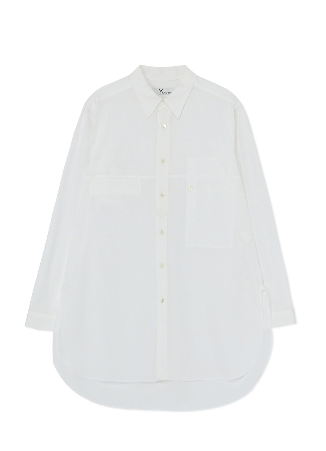 COTTON BROADCLOTH SHIRT WITH CHEST POCKET AND ROUNDED HEM