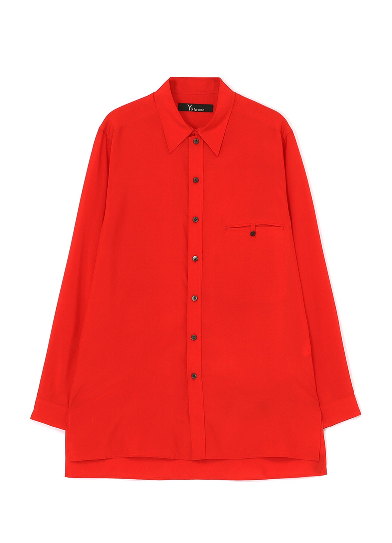 RED SILK SHIRT WITH COLLAR BUTTON LOOP