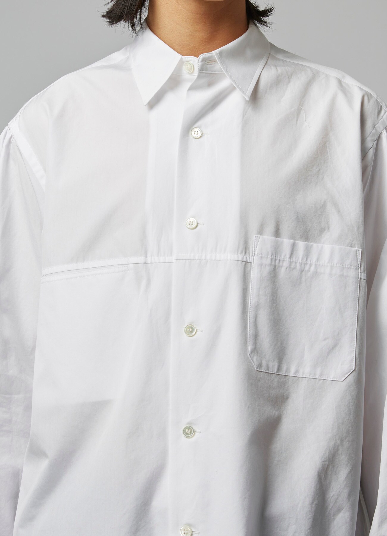 CLASSIC COTTON BROADCLOTH SHIRT WITH WIDE SLEEVE PLACKETS(S WHITE