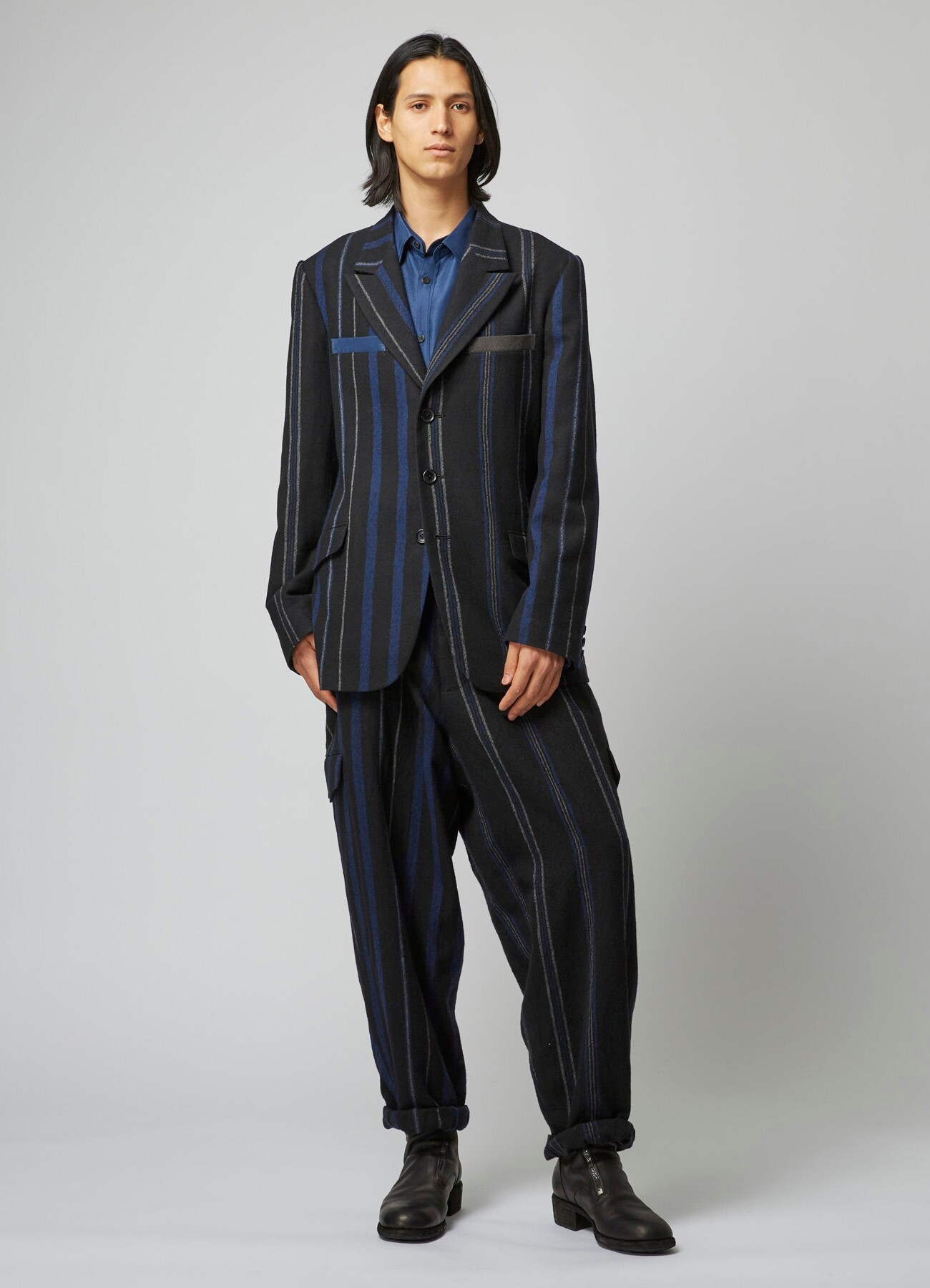 STRIPED PATTERN JACKET WITH COLOR SCHEME(S BLACK): Y's for men