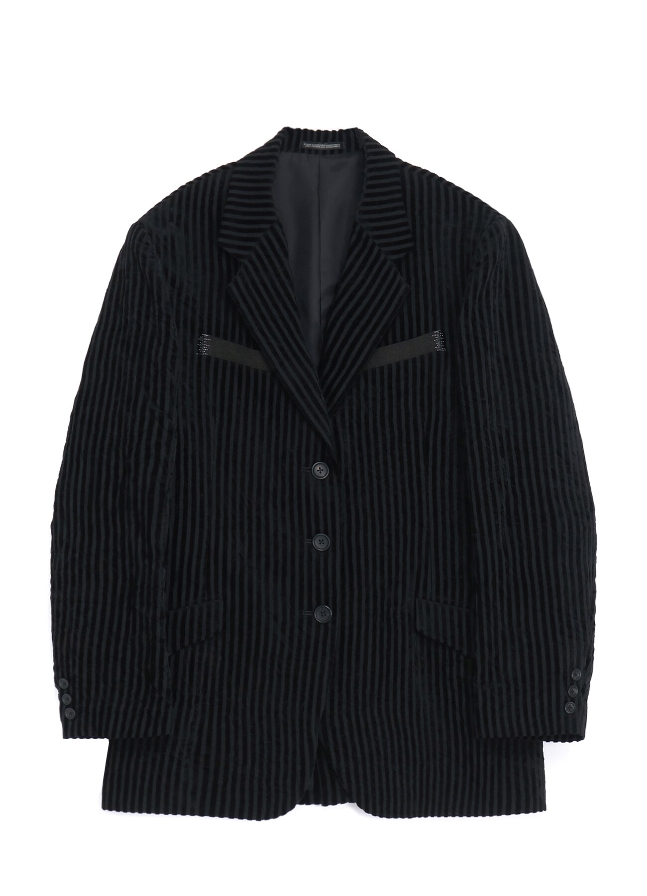 WRINKLED STRIPED 3-BUTTON JACKET WITH PEAK LAPELS(S GREY): Vintage 