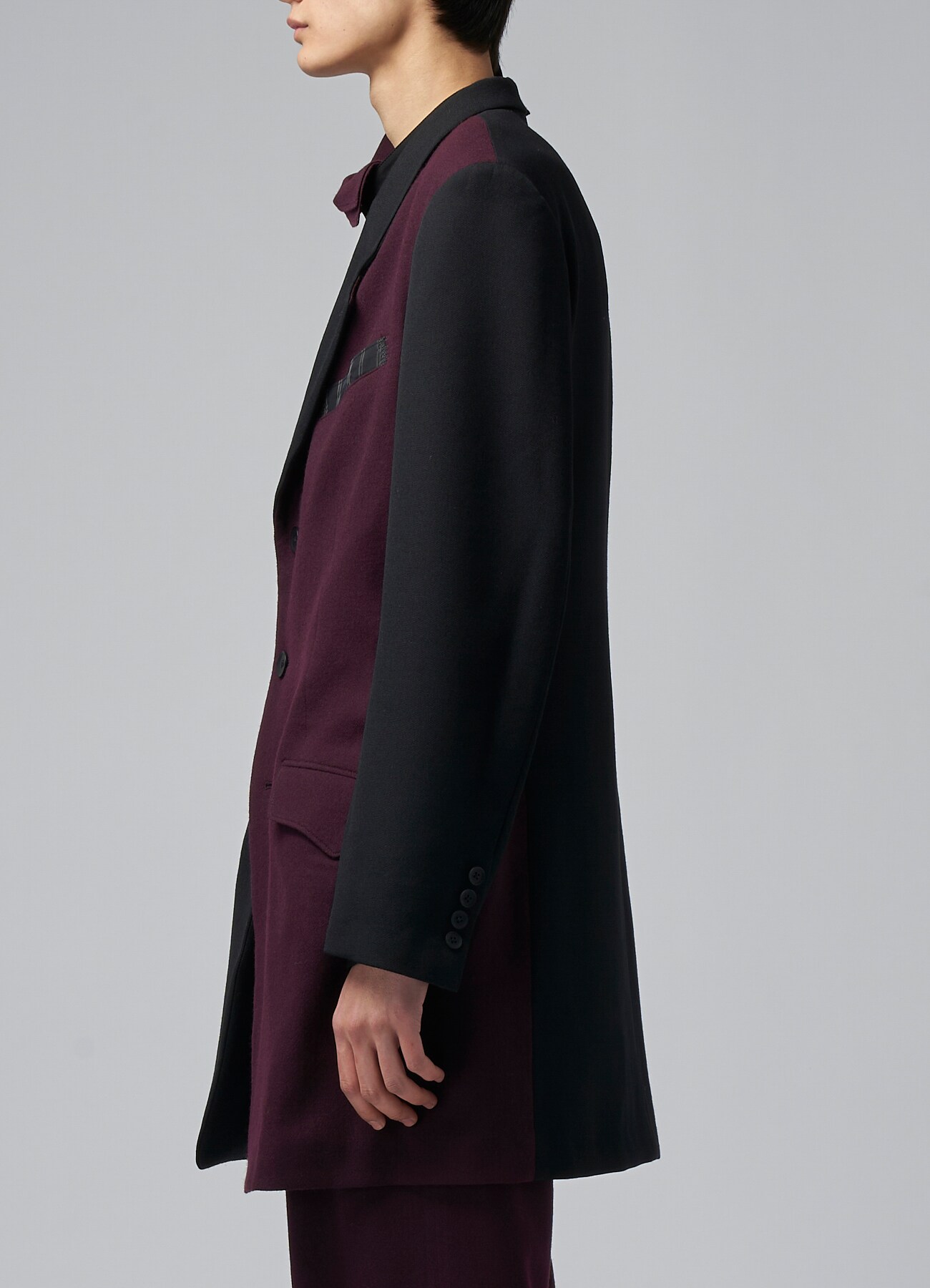 COMBINATION JACKET WITH ZIG-ZAG STITCH(S BORDEAUX x BLACK 