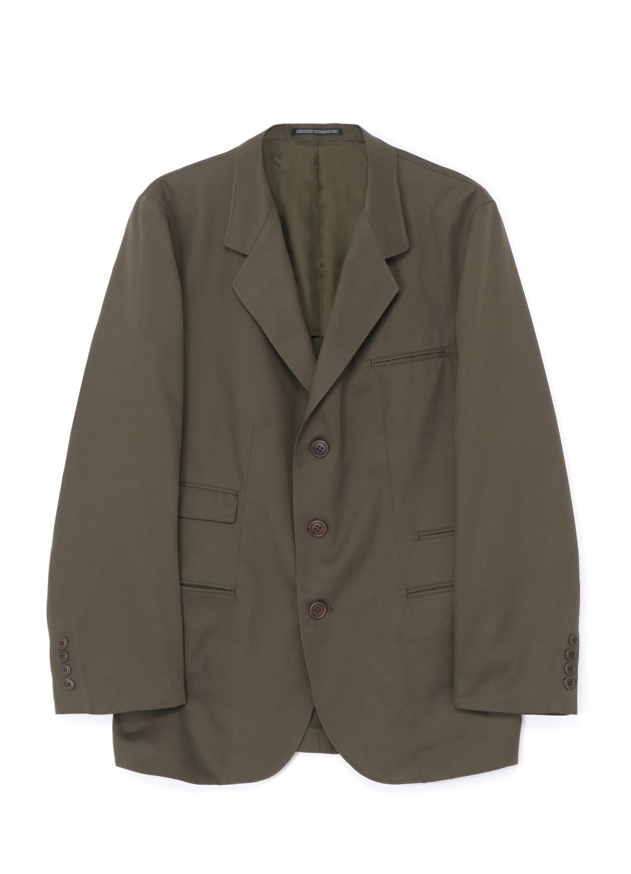 COTTON/POLYESTER TWILL 3-BUTTON JACKET(S Khaki): Y's for men