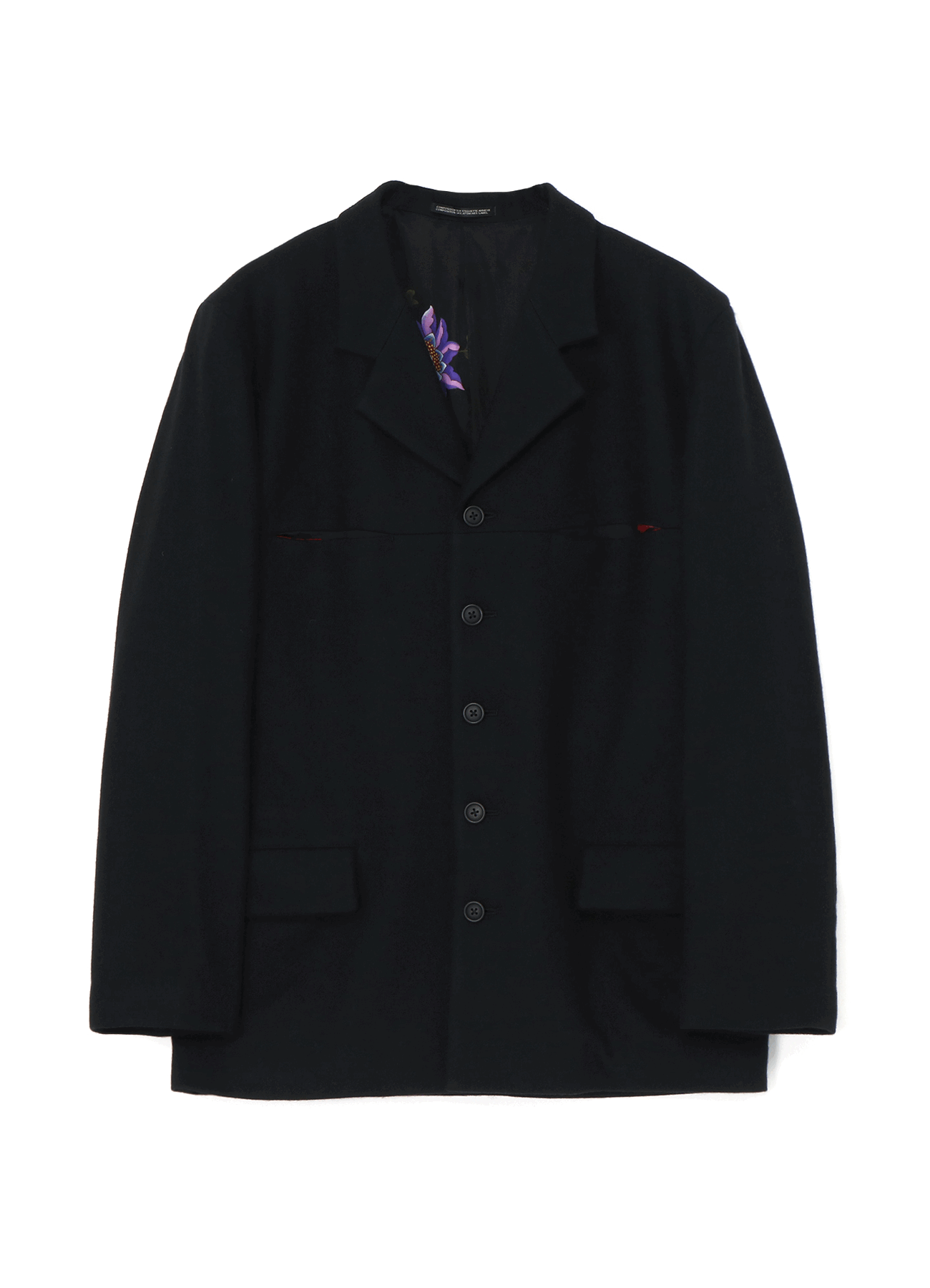 3-BUTTON FLANNEL JACKET WITH FLORAL LINING
