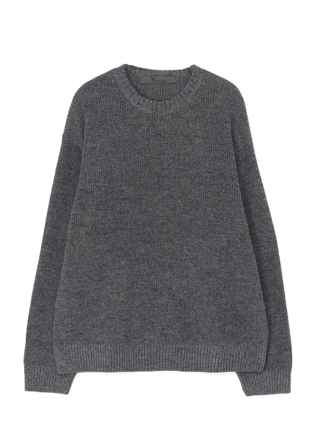 ROUND NECK KNIT WITH Y's for men LOGO PRINT(M GREY): Y's for men 