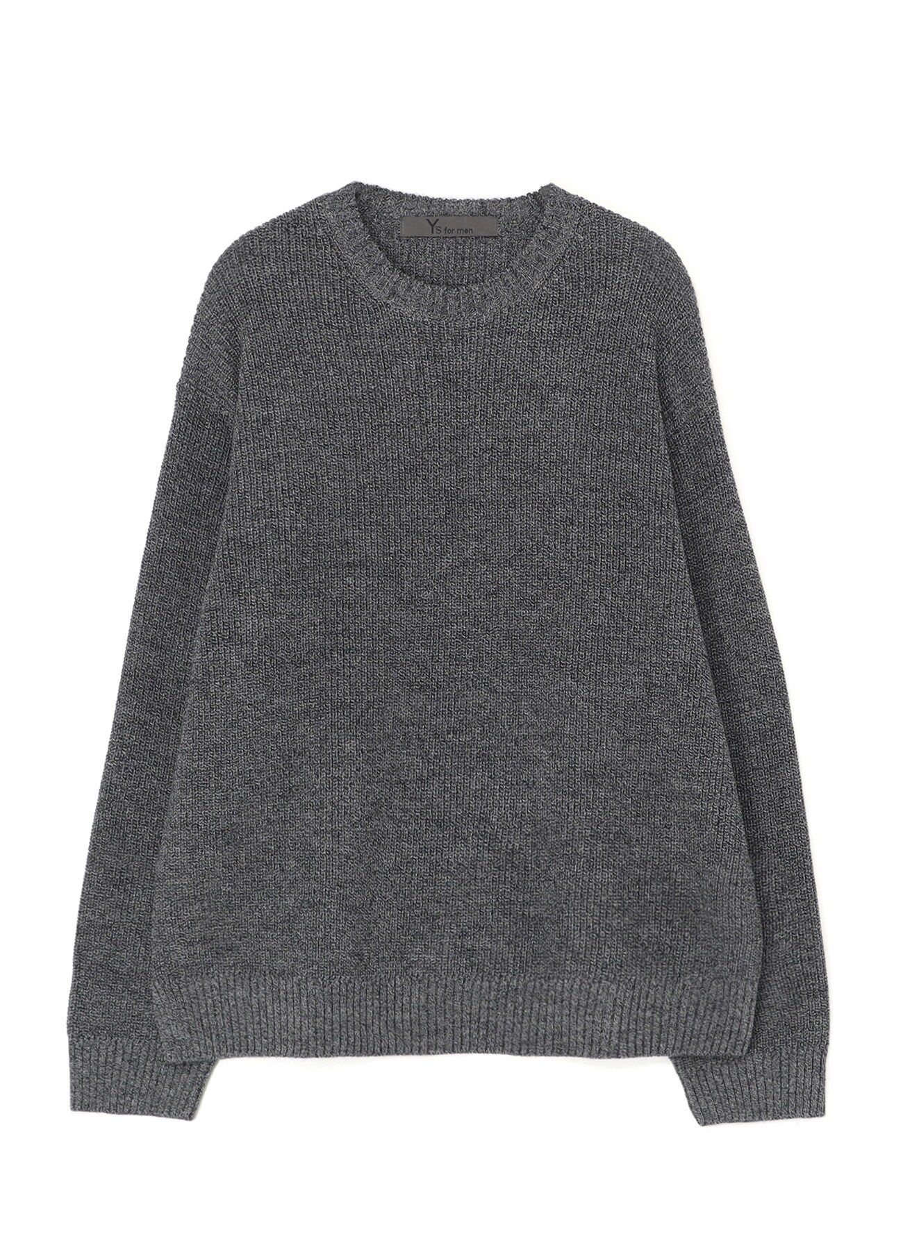 ROUND NECK KNIT WITH Y's for men LOGO PRINT(M GREY): Y's for men