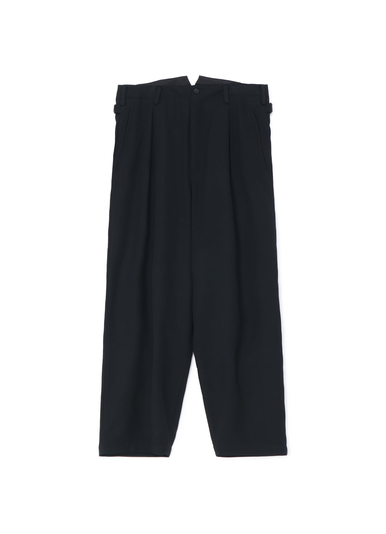 WOOL GABARDINE PANTS WITH SUSPENDER BUTTONS AND ADJUSTABLE SIDE TABS