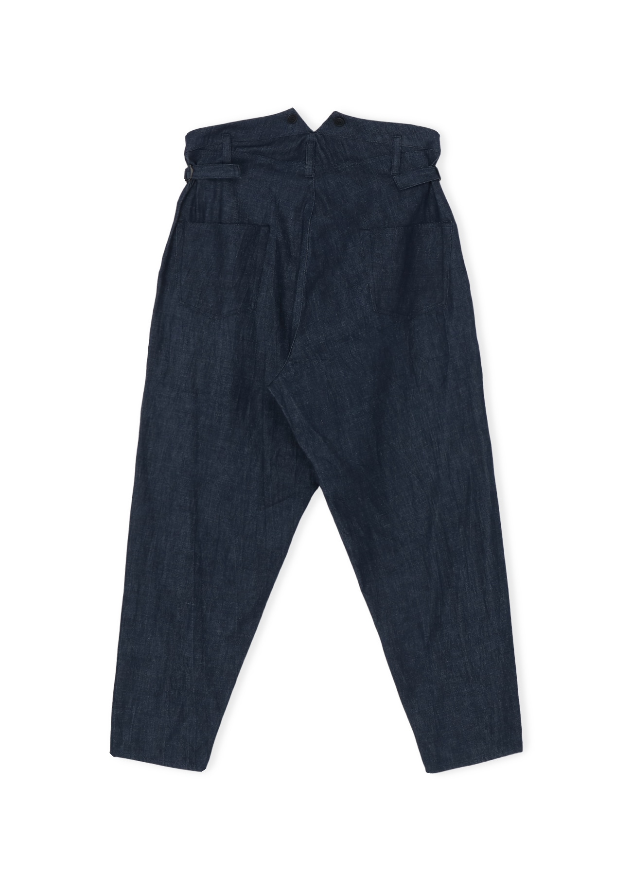 DENIM PANTS WITH SUSPENDER BUTTONS AND ADJUSTABLE SIDE TABS(S INDIGO): Y's  for men｜WILDSIDE YOHJI YAMAMOTO [Official