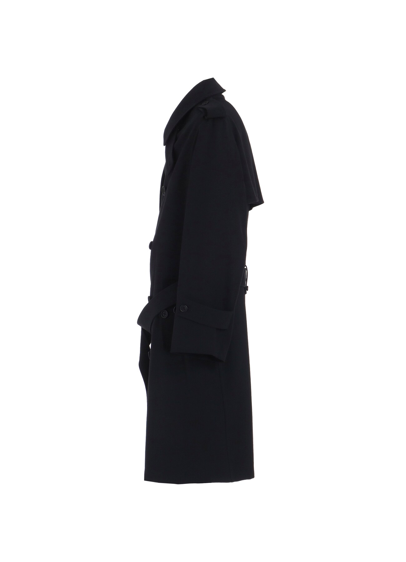 2/60 WOOL GABARDINE SHORT TRENCH COAT(XS Black): Y's for men