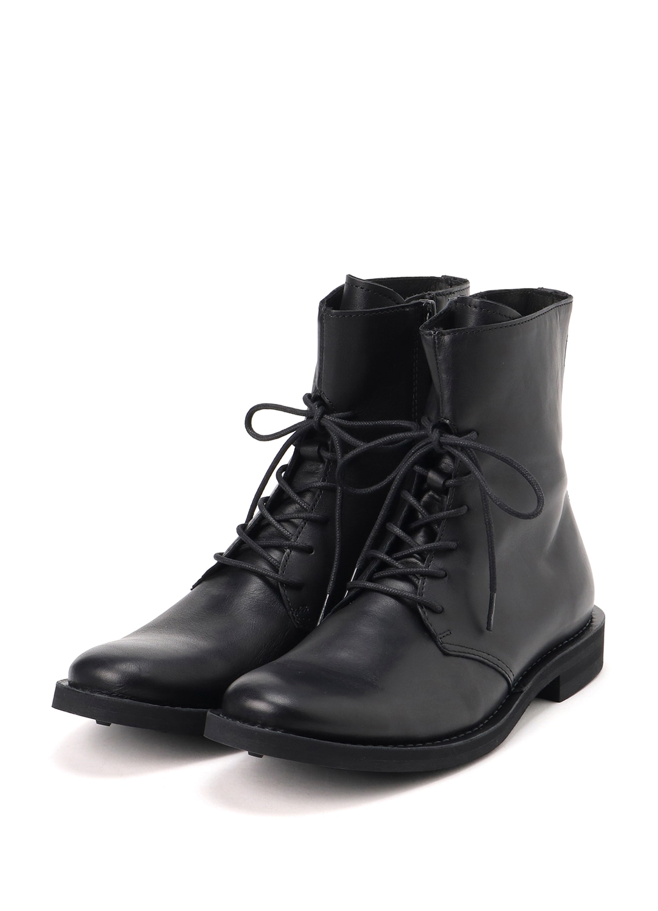 SOFT OIL LEATHER BOOTS WITH LACE UP ZIPPER