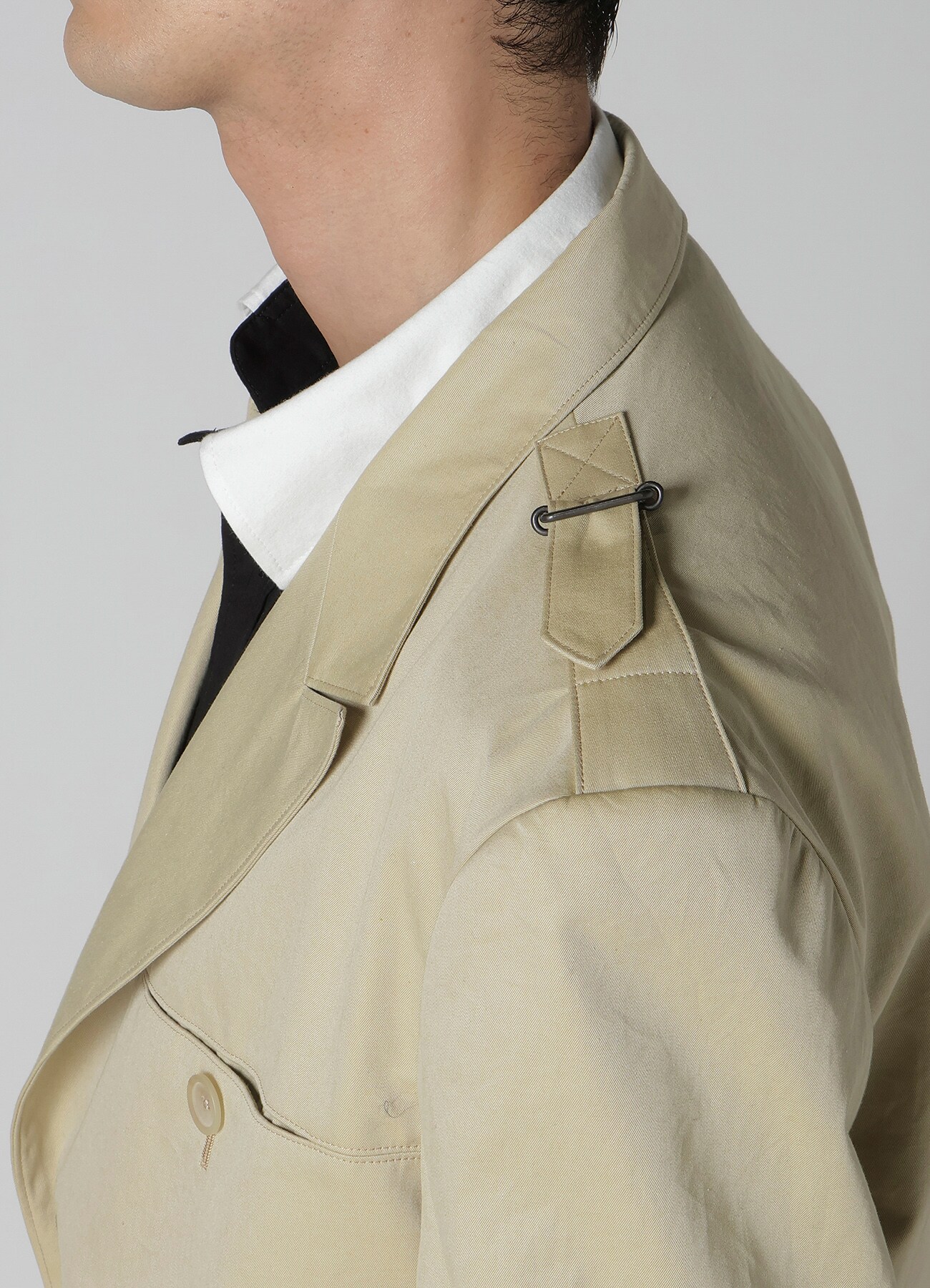 COTTON GABARDINE JACKET WITH SHOULDER BUCKLE PEAKED(S Beige): Y's for  men｜WILDSIDE YOHJI YAMAMOTO（ワイルドサイド）【公式通販】