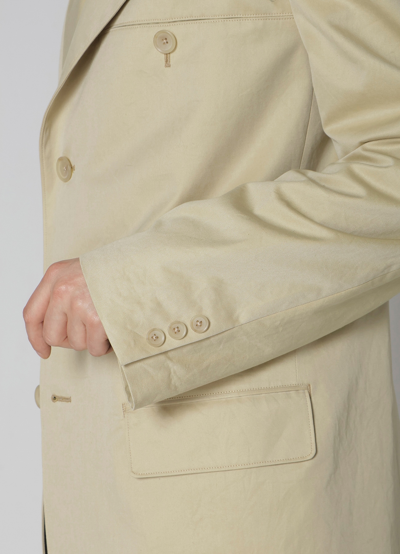 COTTON GABARDINE JACKET WITH SHOULDER BUCKLE PEAKED(S Beige): Y's 