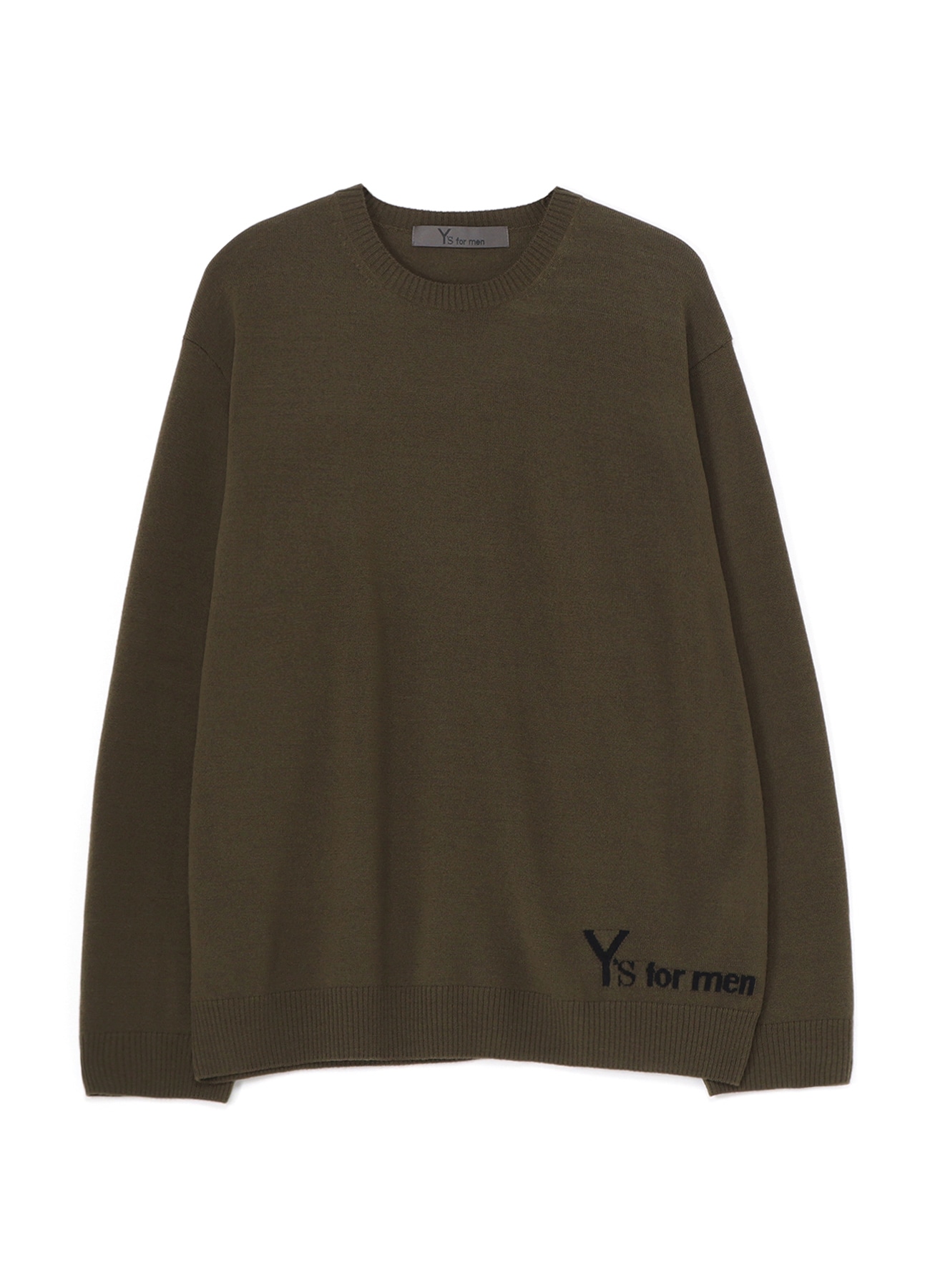 ROUND NECK INTARSIA KNIT WITH "Y's for men" LOGO