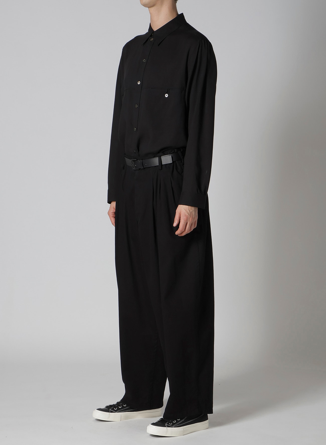 GARMENT DYED KATSURAGI PANTS WITH 12-TUCKS(S Black): Y's for men｜WILDSIDE YOHJI  YAMAMOTO（ワイルドサイド）【公式通販】