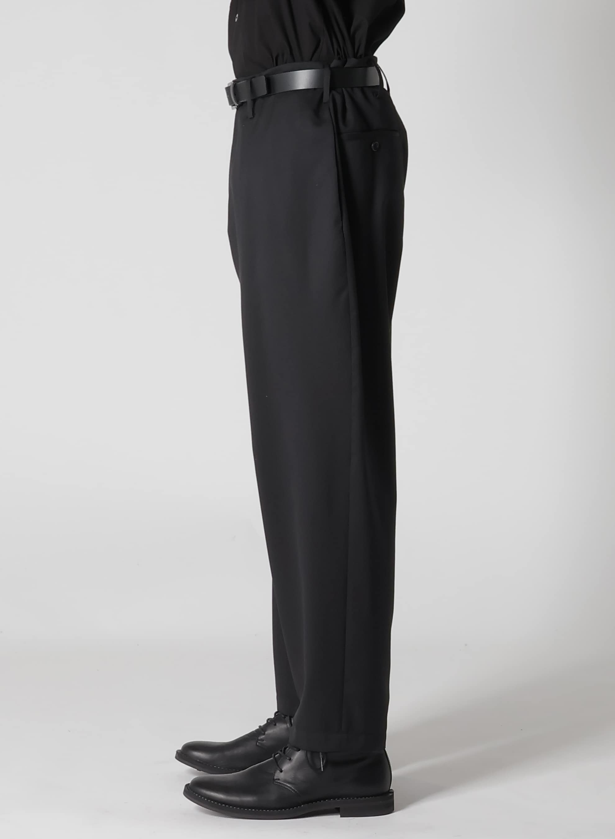 SUIT GABARDINE PANTS WITH SIDE TUCK(S Black): Y's for men｜WILDSIDE YOHJI  YAMAMOTO（ワイルドサイド）【公式通販】