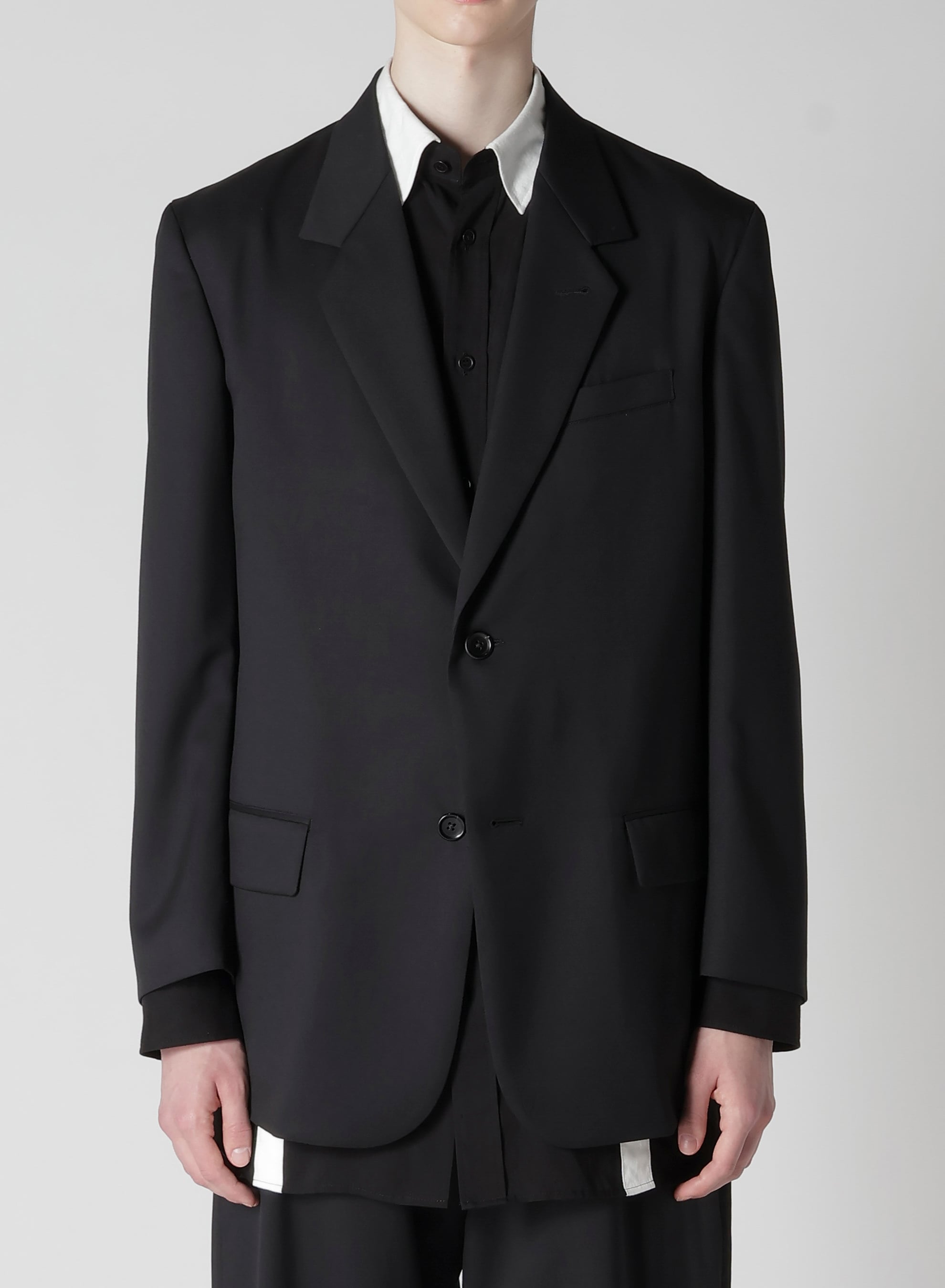SUIT GABARDINE JACKET WITH 2-BUTTONS(S Black): Y's for men