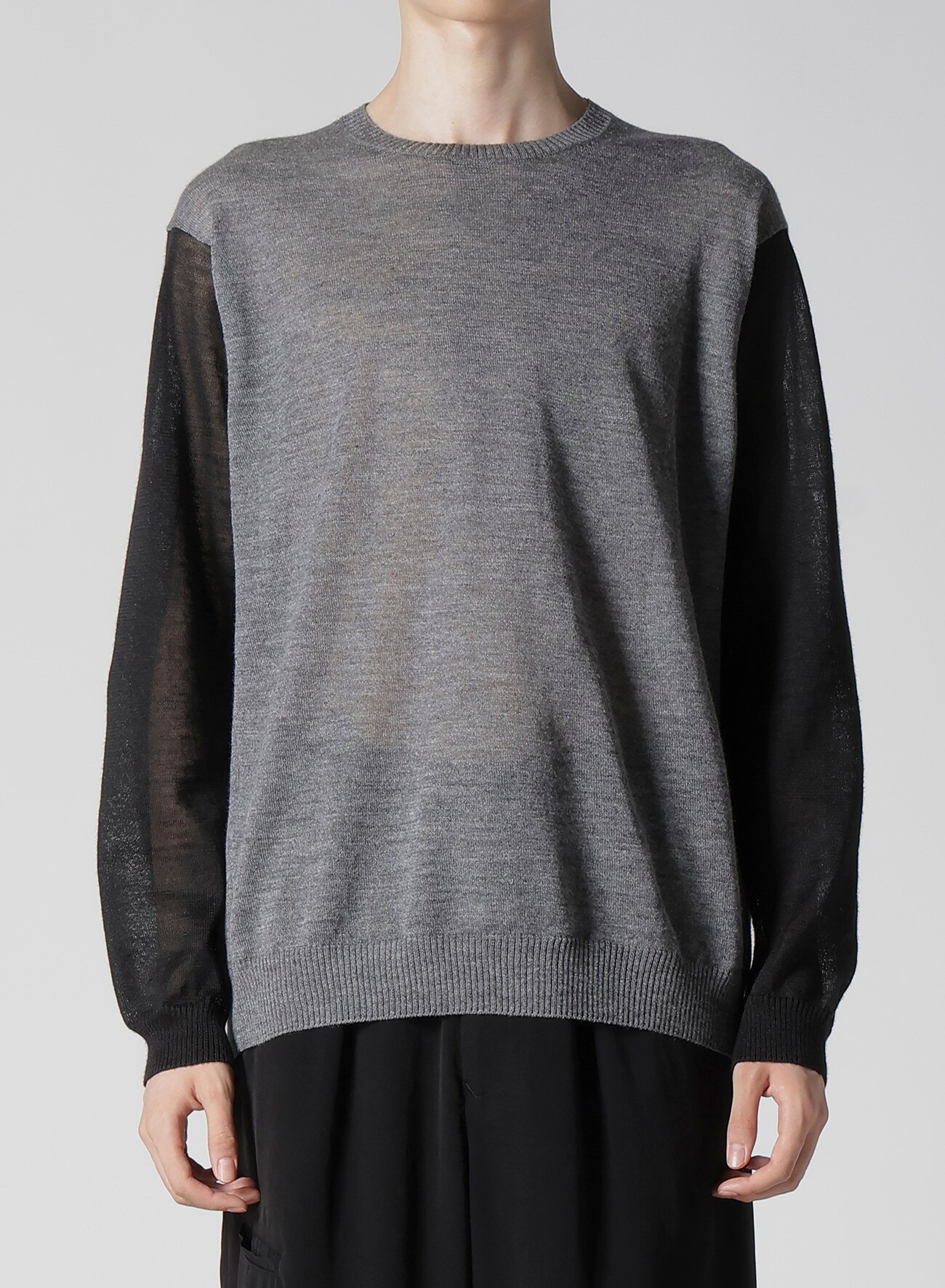 12G PULLOVER KNIT WITH LOGO(FREE SIZE Gray): Y's for men