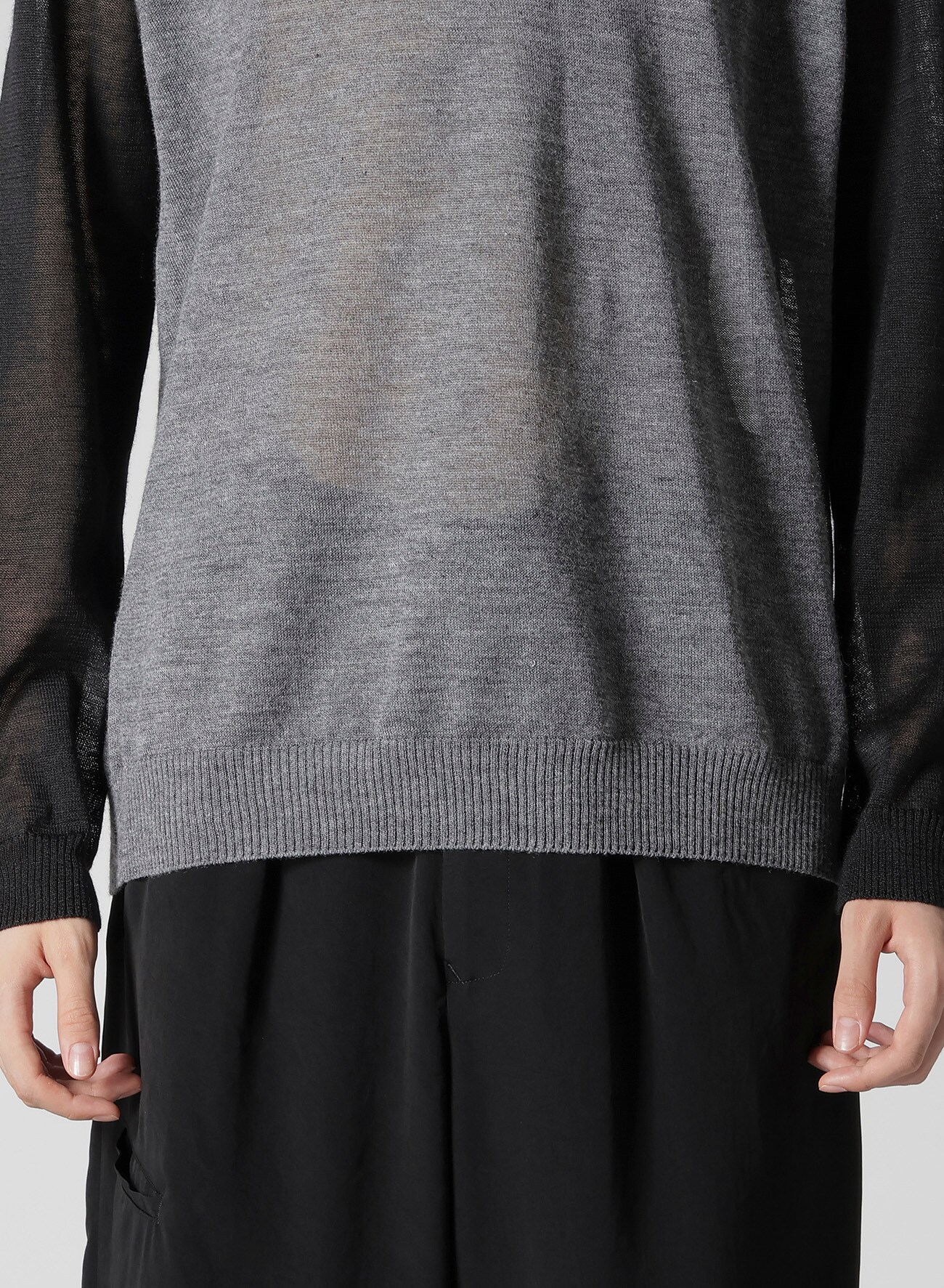 12G PULLOVER KNIT WITH LOGO(FREE SIZE Gray): Y's for men