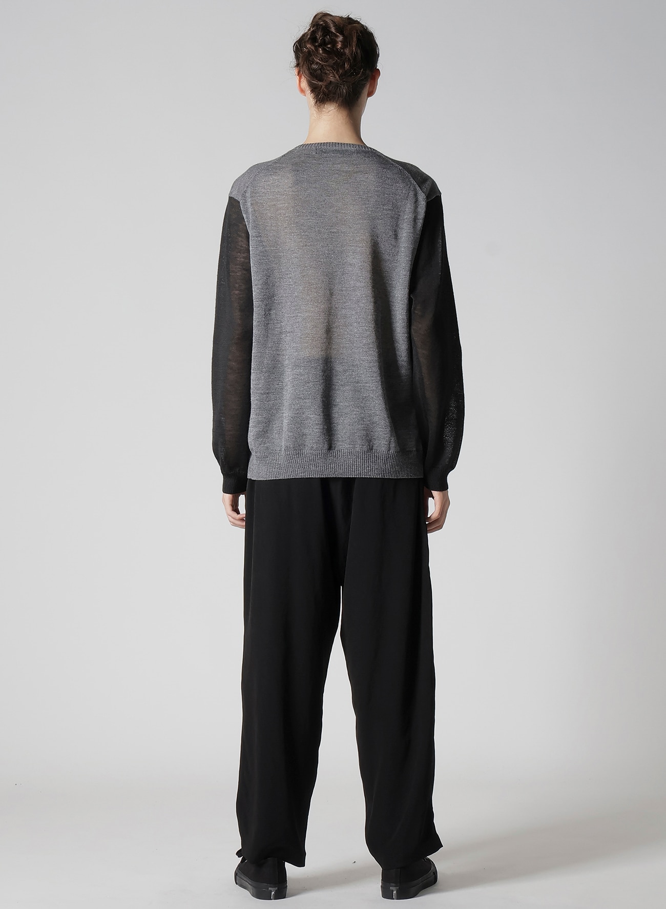 12G PULLOVER KNIT WITH LOGO(FREE SIZE Gray): Y's for men