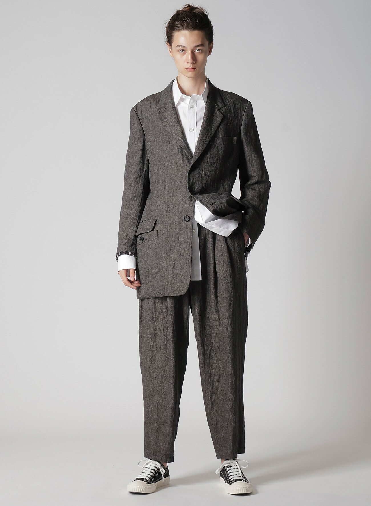 HEATHER KHADI PANTS WITH POCKET DETAIL(S Black): Y's for men