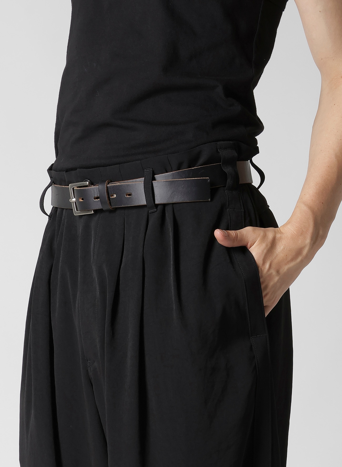 TA TUXEDO PANTS WITH SIDE TAPE(S Black): Y's for men