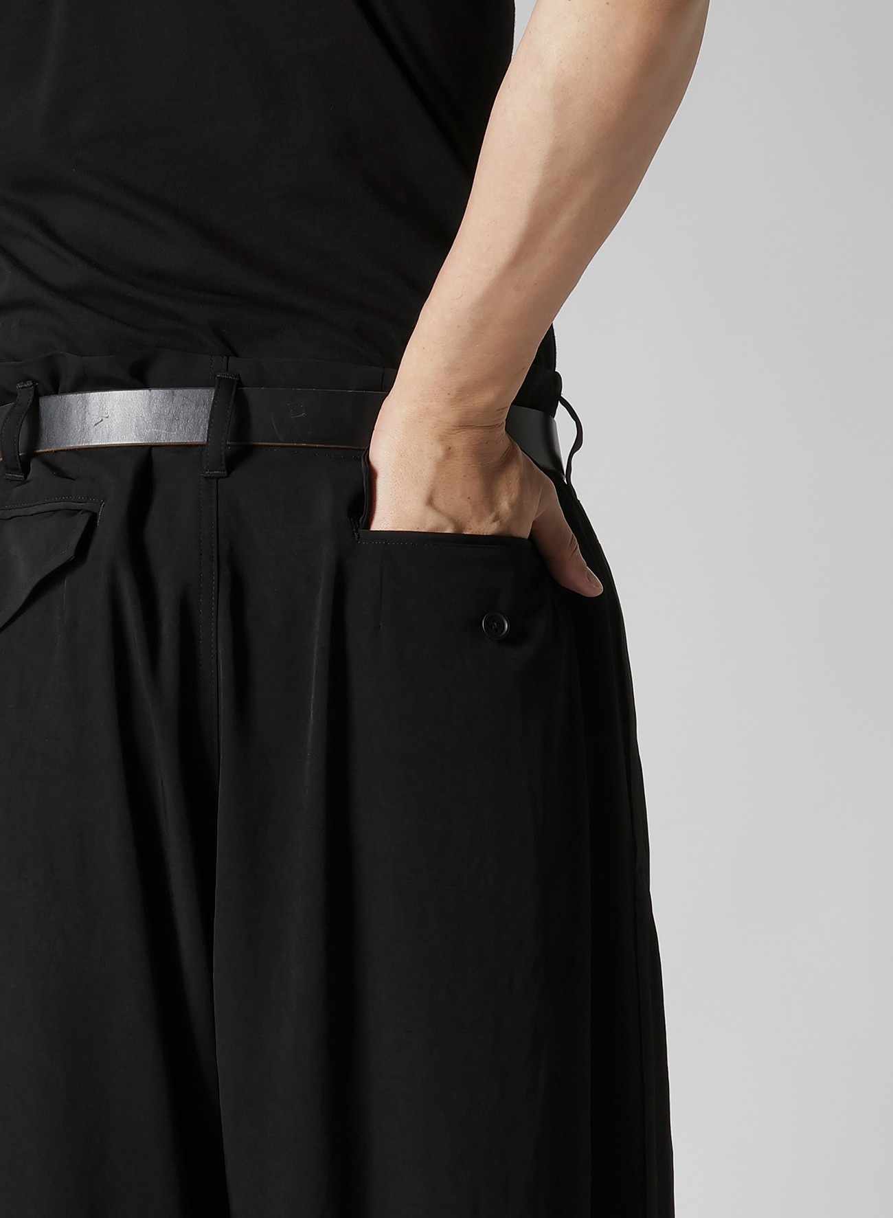 TA TUXEDO PANTS WITH SIDE TAPE(S Black): Y's for men