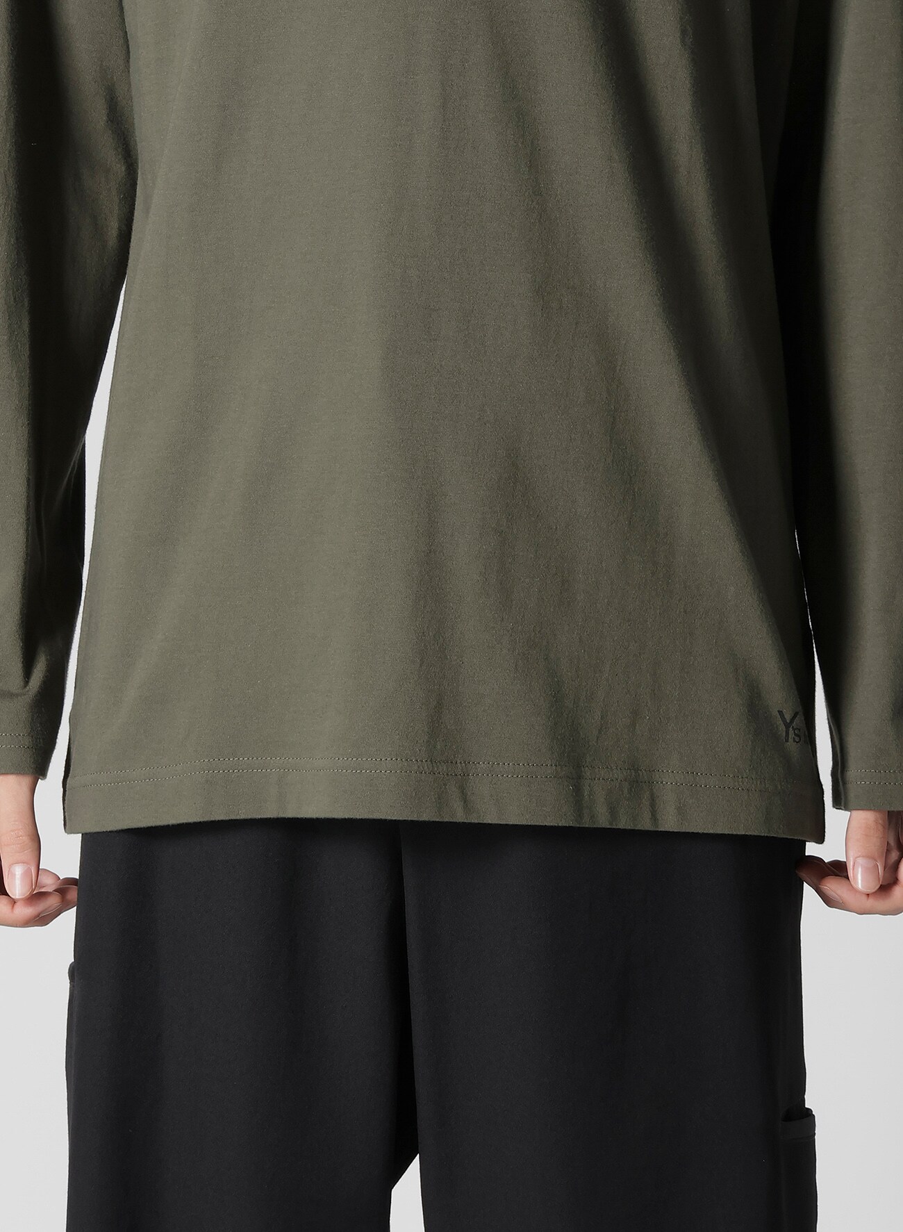 Y's for men LOGO PRINT LONG SLEEVE T-SHIRTS(FREE SIZE Khaki