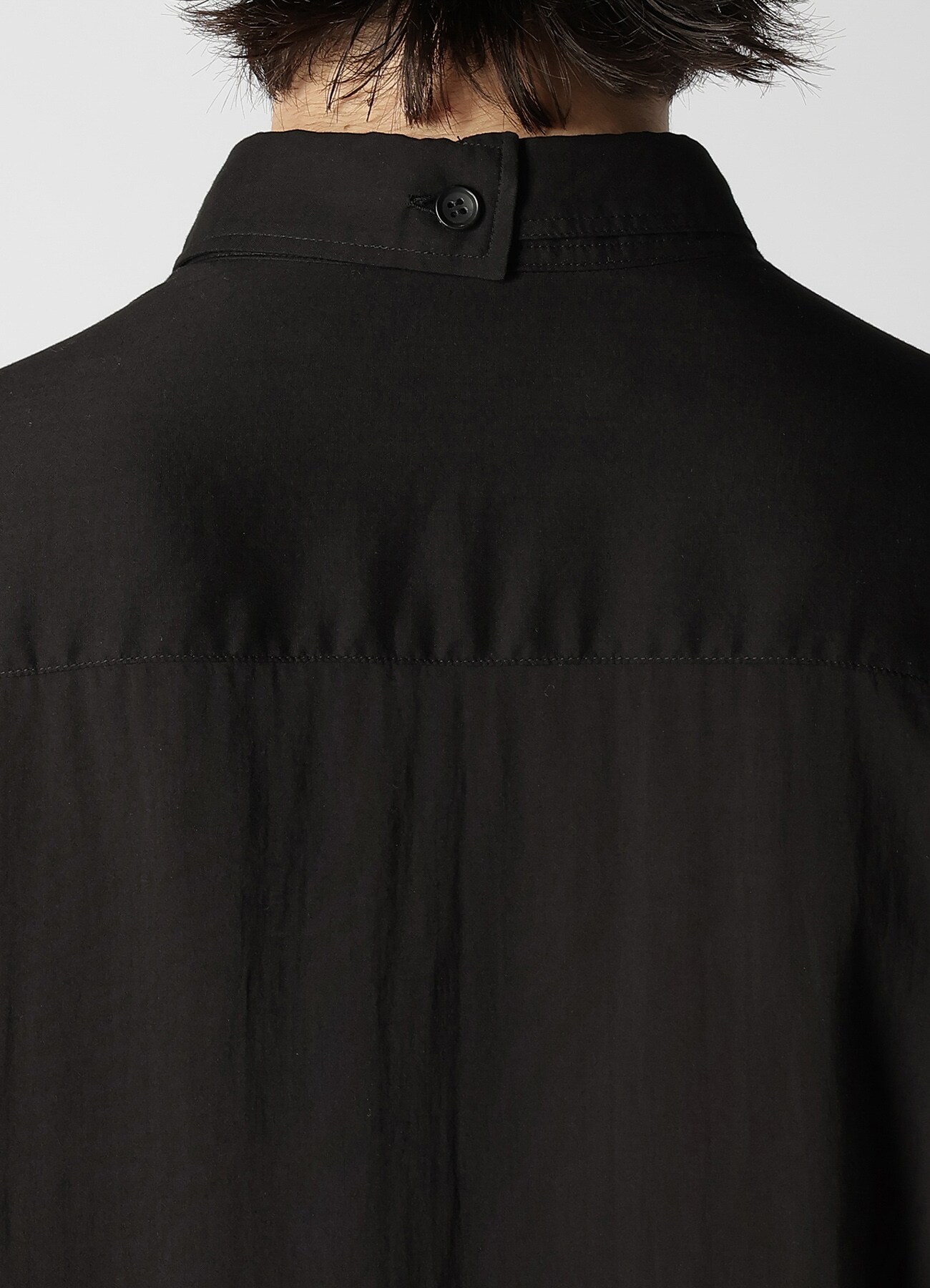 CELLULOSE LAWN SHIRT WITH ASYMMETRY COLLAR(S Black): Y's for men 