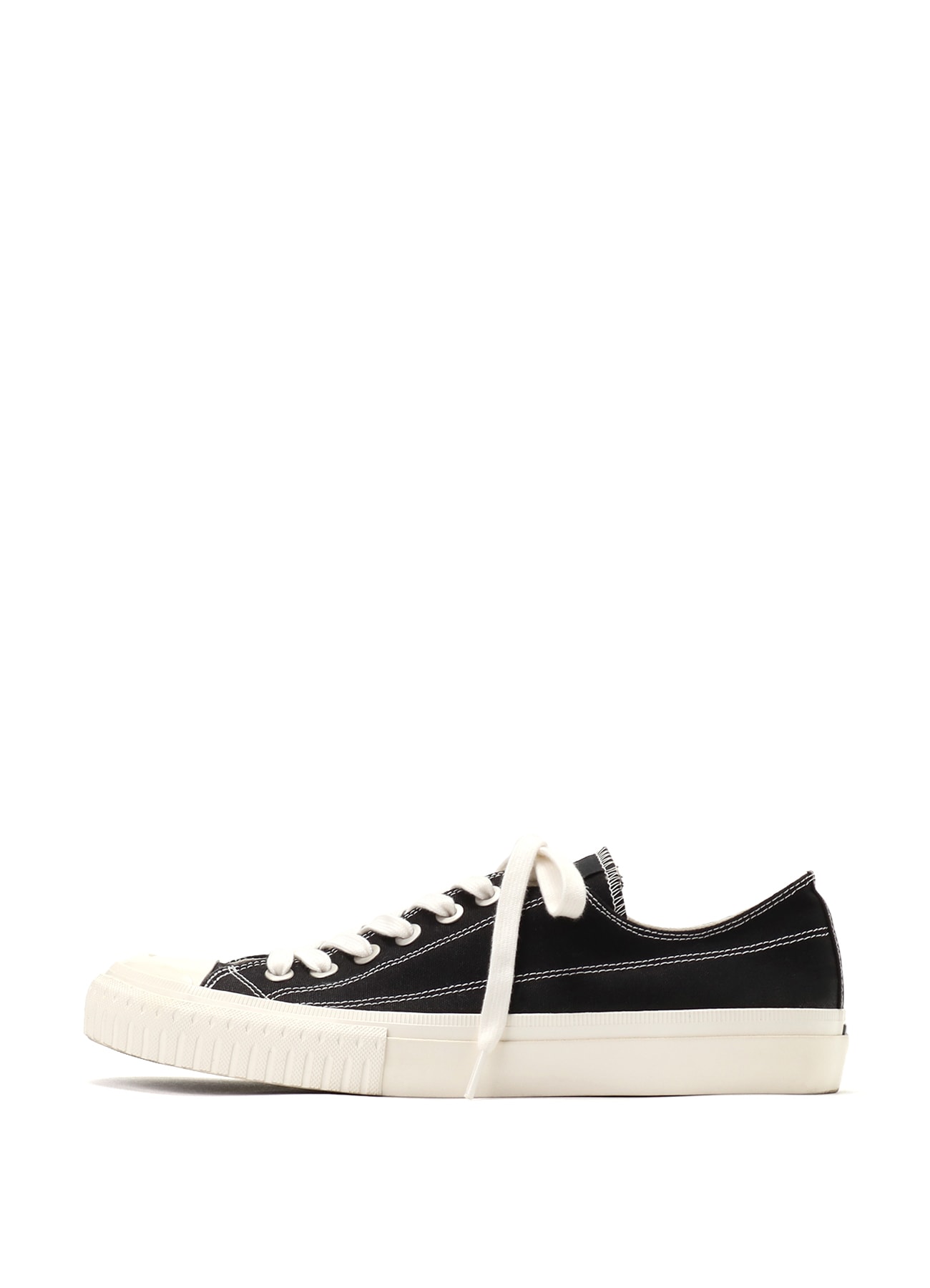 COTTON CANVAS LOW-TOP SNEAKERS(25cm Black x White): Y's for men 