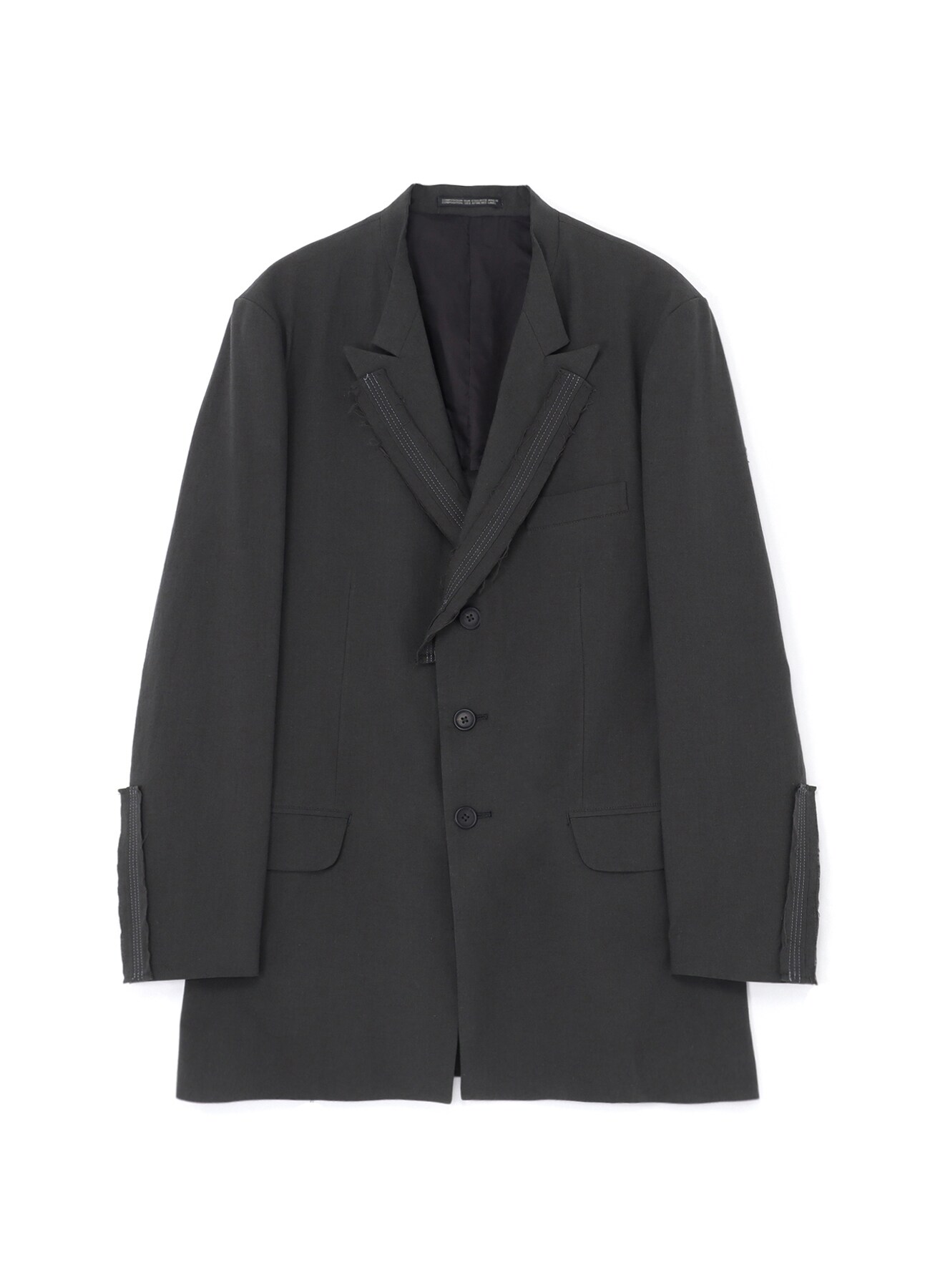 INK BKACK LINEN WOOL CLOTH N-LEFT SIDE DRAPED JKT(M Black): Yohji