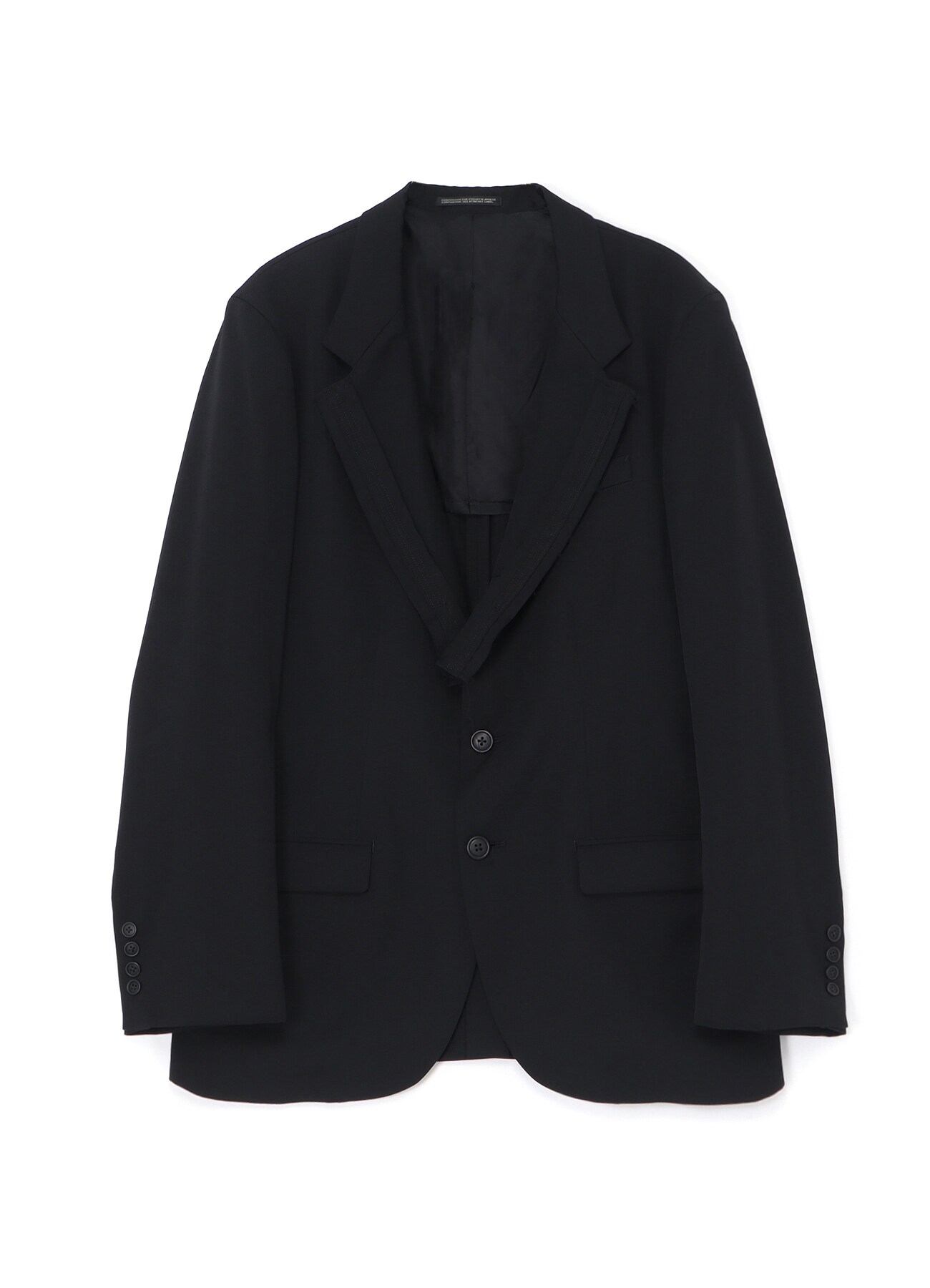 WOOL GABARDINE 3-BUTTONS JACKET WITH DECORATIVE CLOTH(S Black 