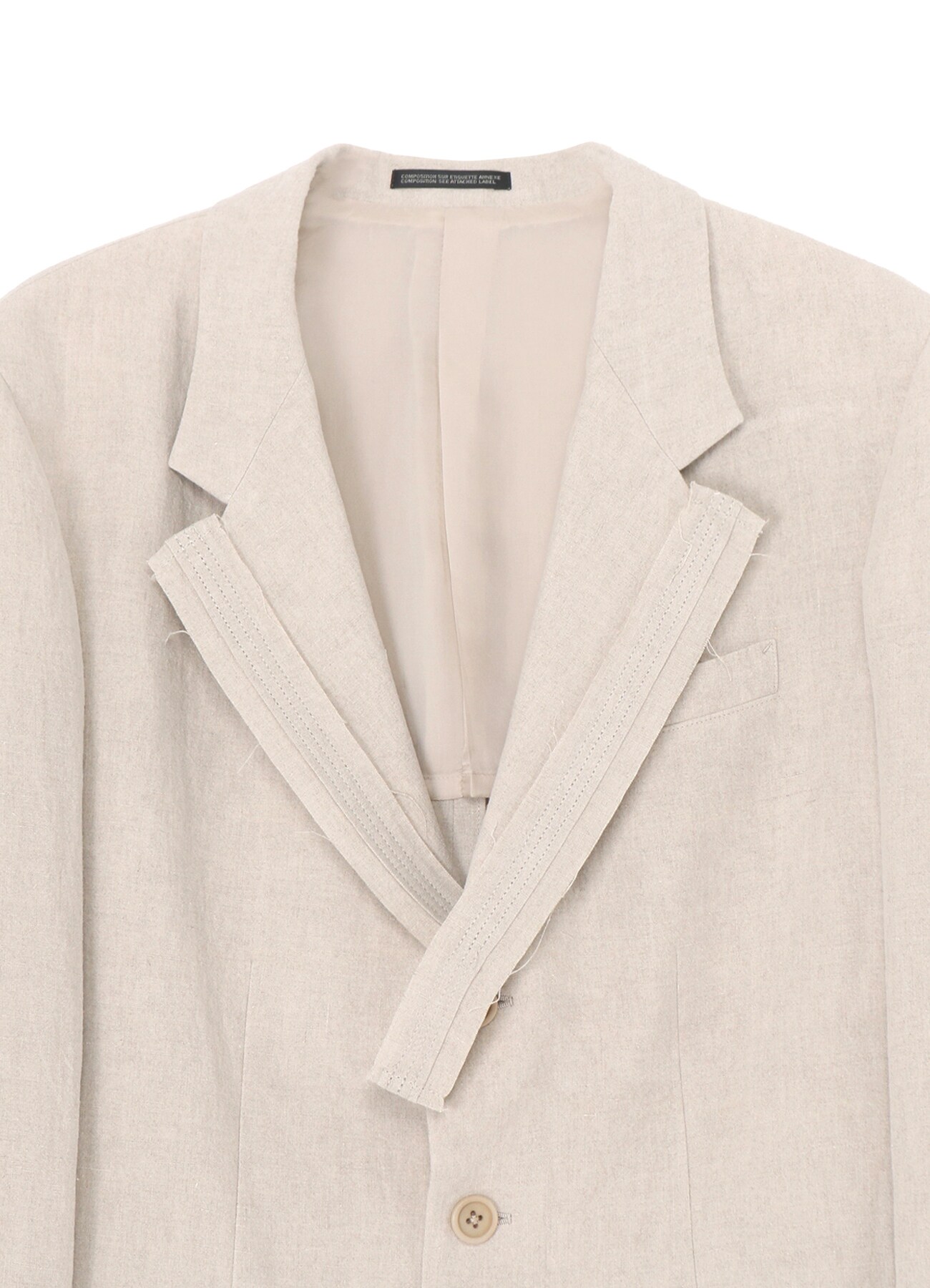 40 LINEN 3-BUTTONS JACKET WITH DECORATIVE CLOTH