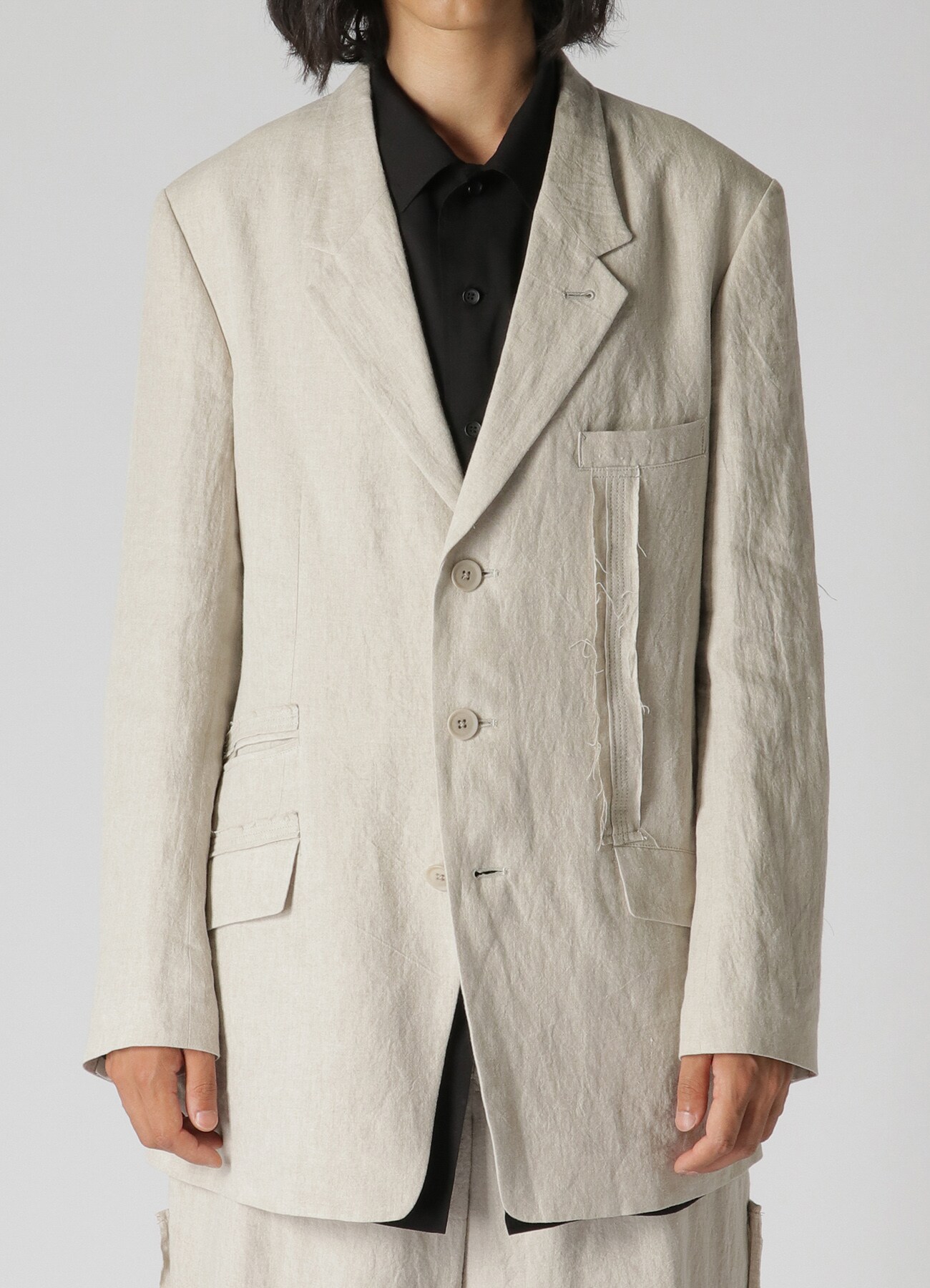 40 LINEN TRIPLE STITCH JACKET WITH DECORATIVE CLOTH