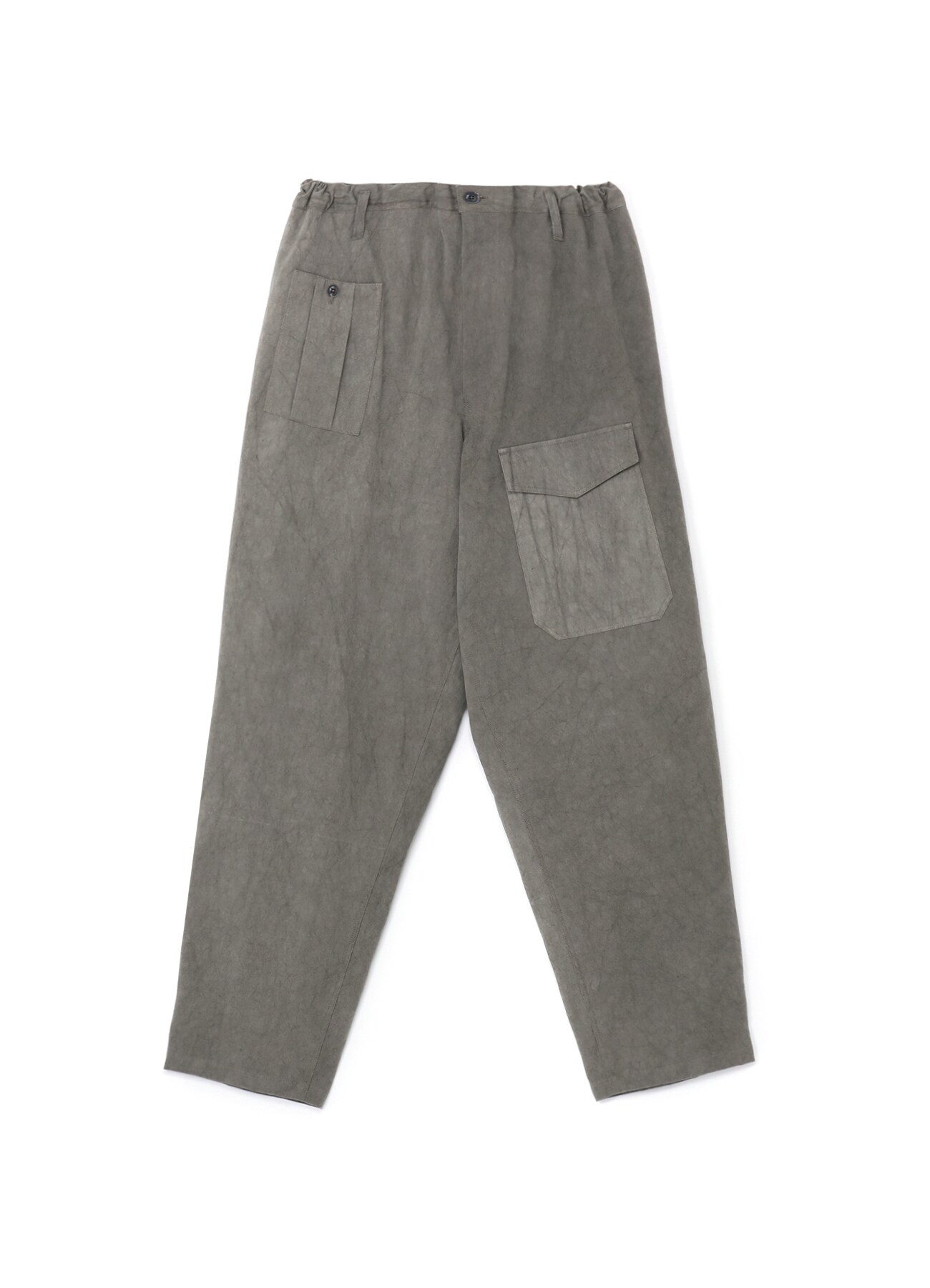 COTTON LINEN SULFIDED OZONE WORK PANTS WITH STRING(XS Charcoal 