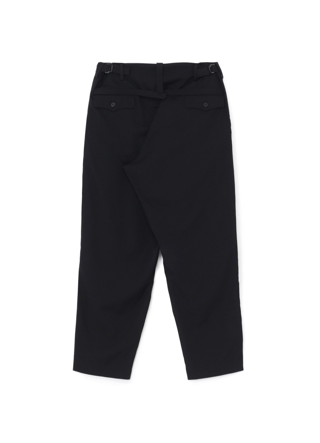 WOOL GABARDINE PANTS WITH DECORATIVE CLOTH(S Black): Y's for men 