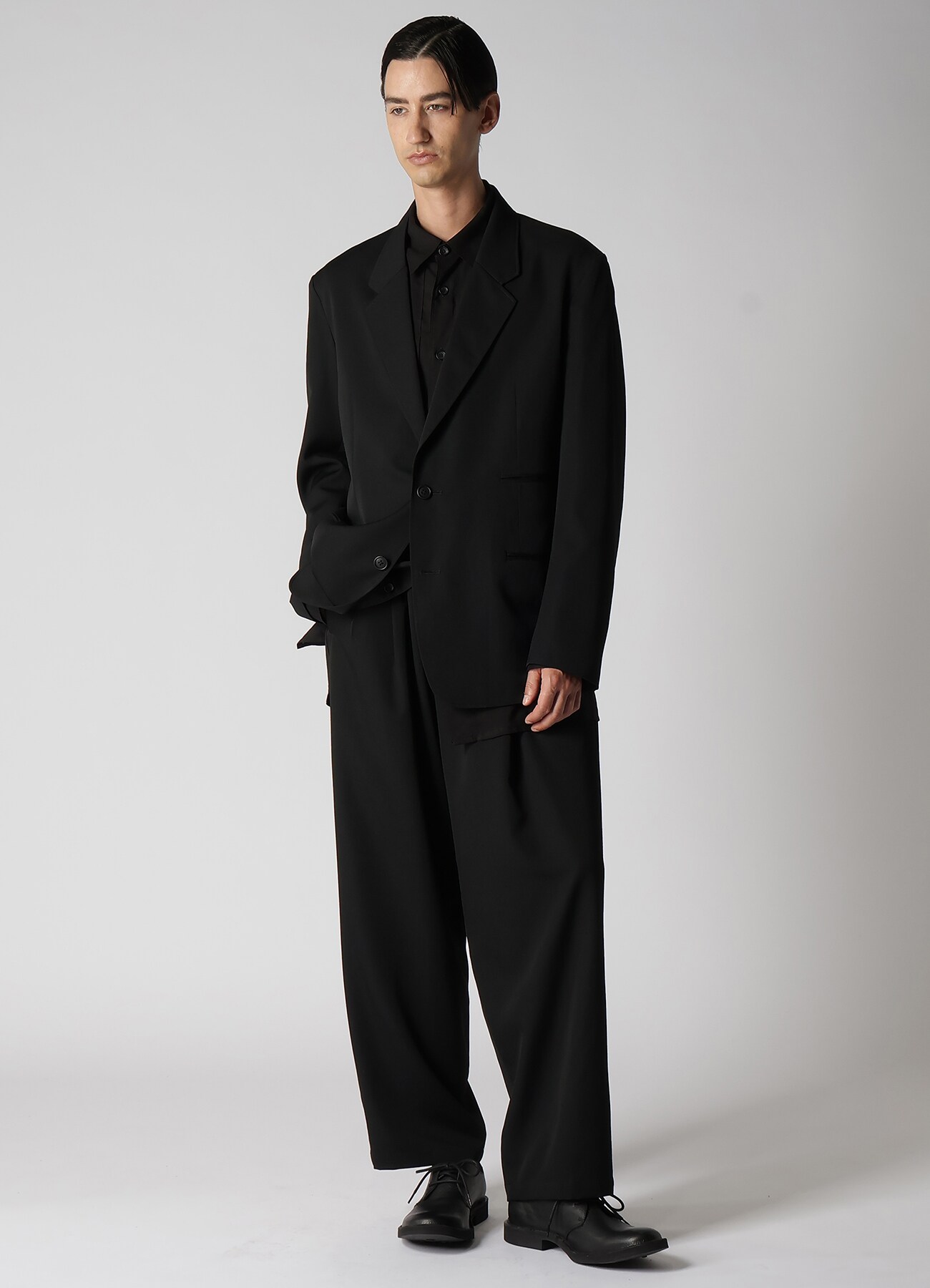 WOOL GABARDINE PANTS WITH TRIPLE STITCH IN SIDE(S Black): Y's for