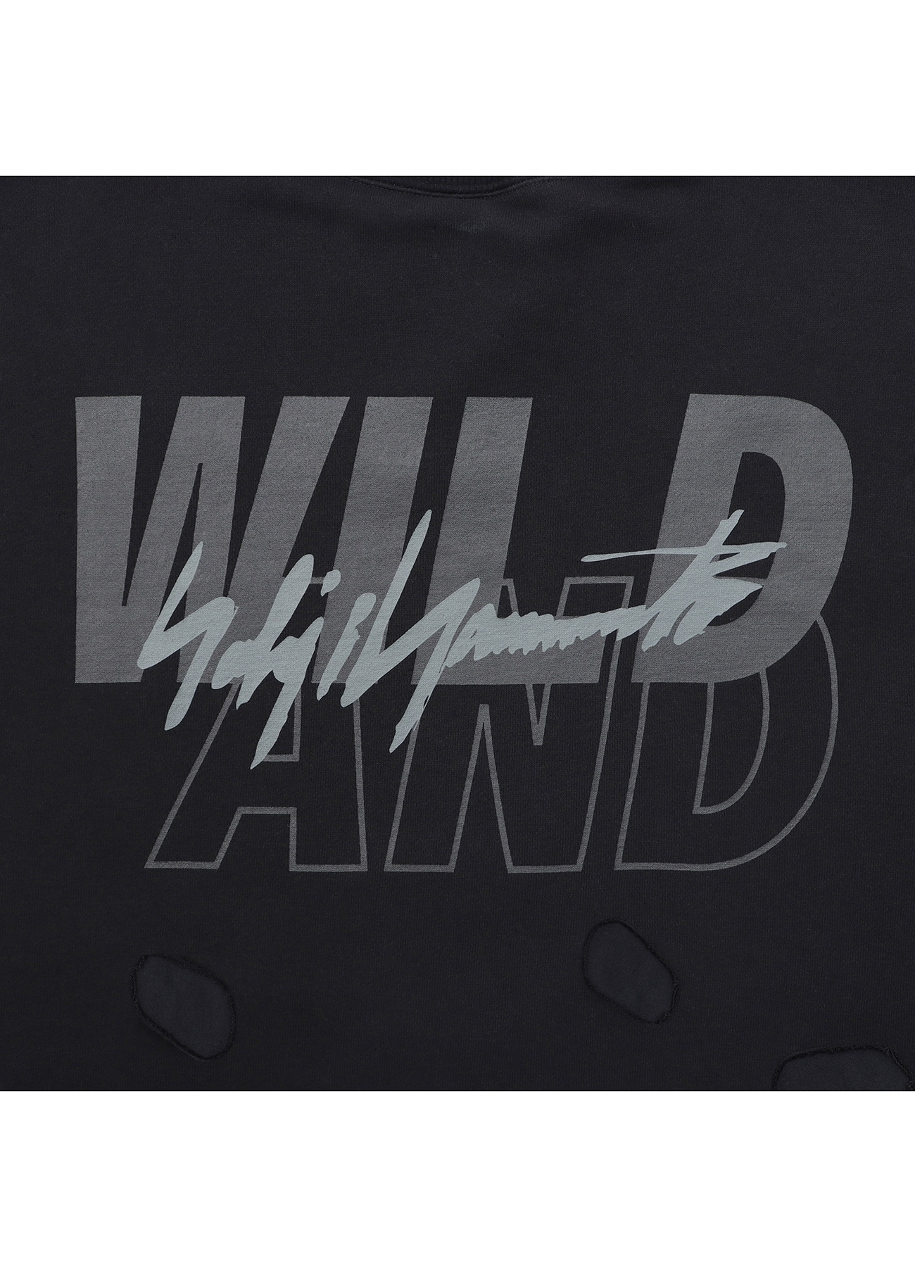 WILDSIDE × WIND AND SEA Damage Cutting Sweat ShirtS BLACK: WIND