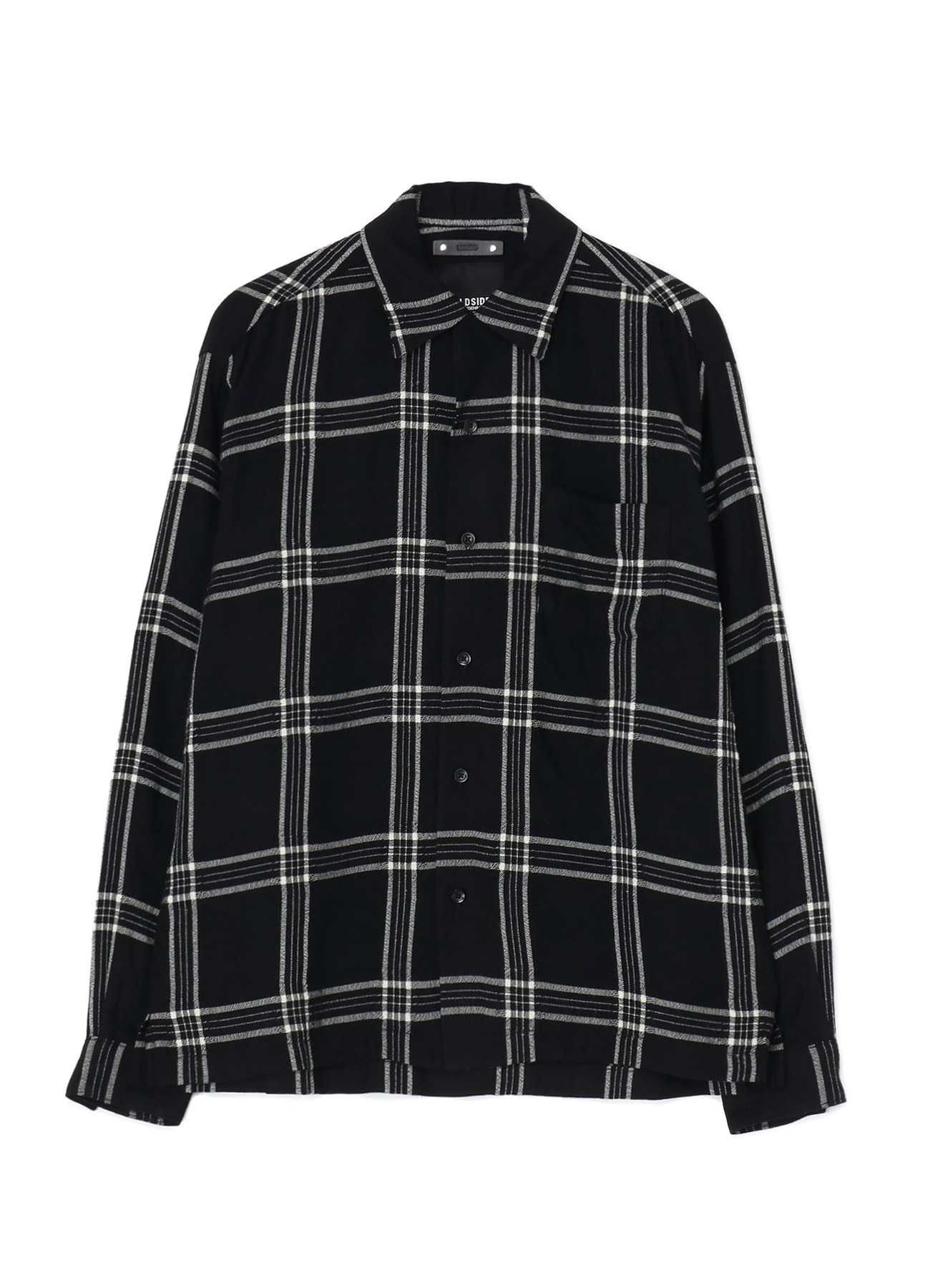 WILDSIDE×MINEDENIM R.Wool Flannel Check Embroidery Open Collar SH