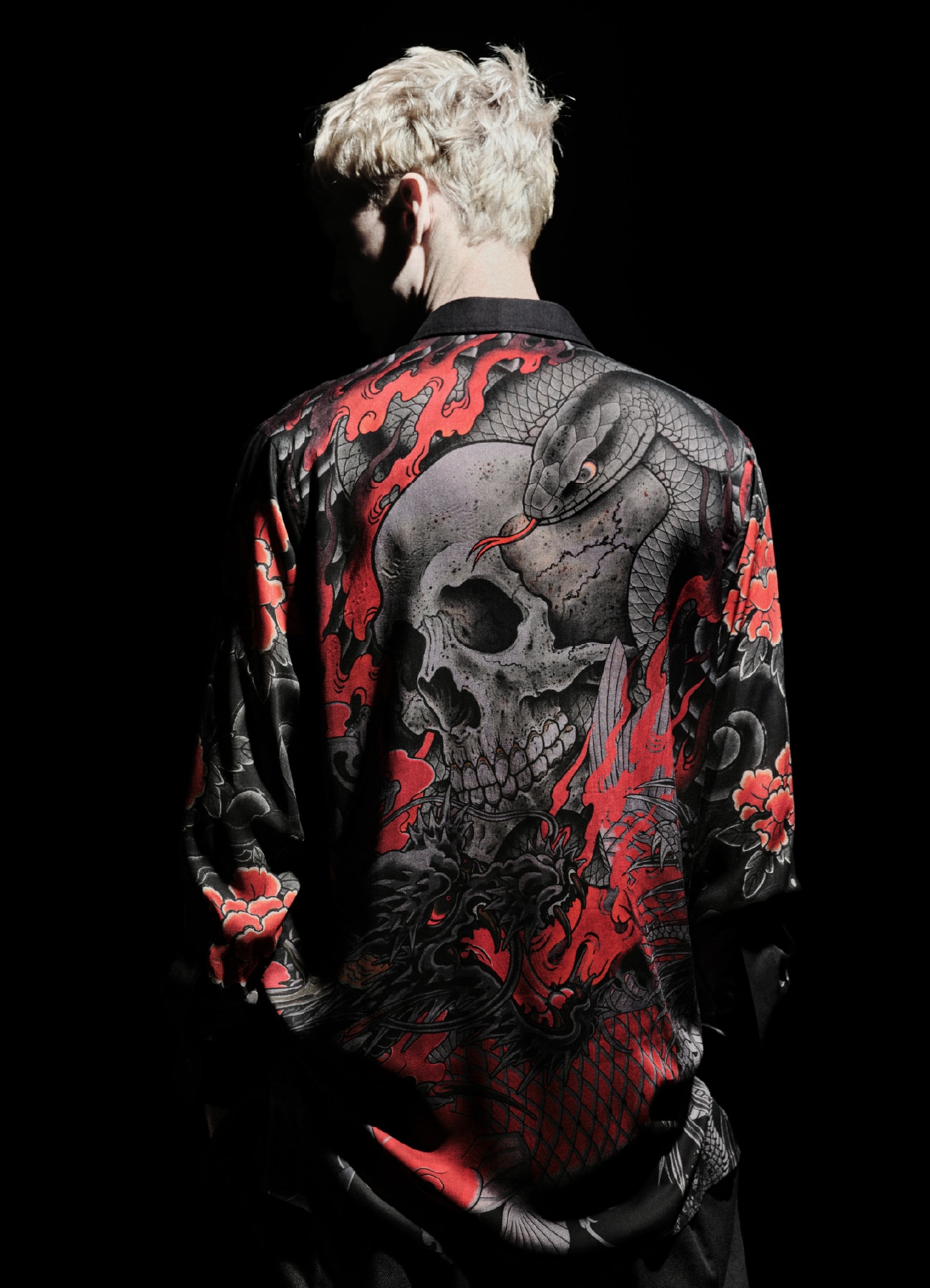 【3/25 12:00 release】WILDSIDE x 龍が如くスタジオ Rayon Shirt(花髑髏)_8