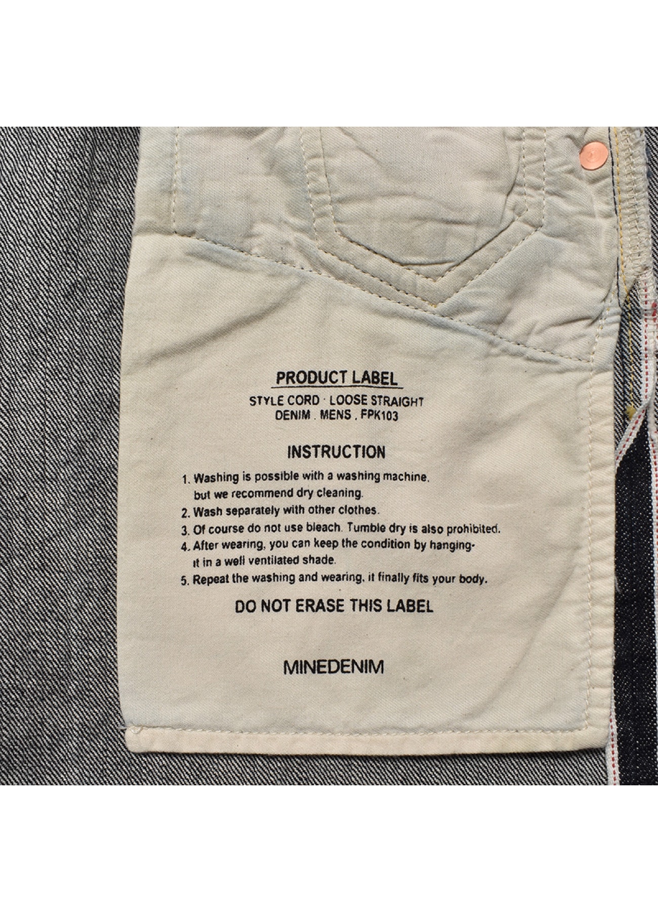 L.Straight 5pocket OWS(30inch Indigo): MINEDENIM｜WILDSIDE