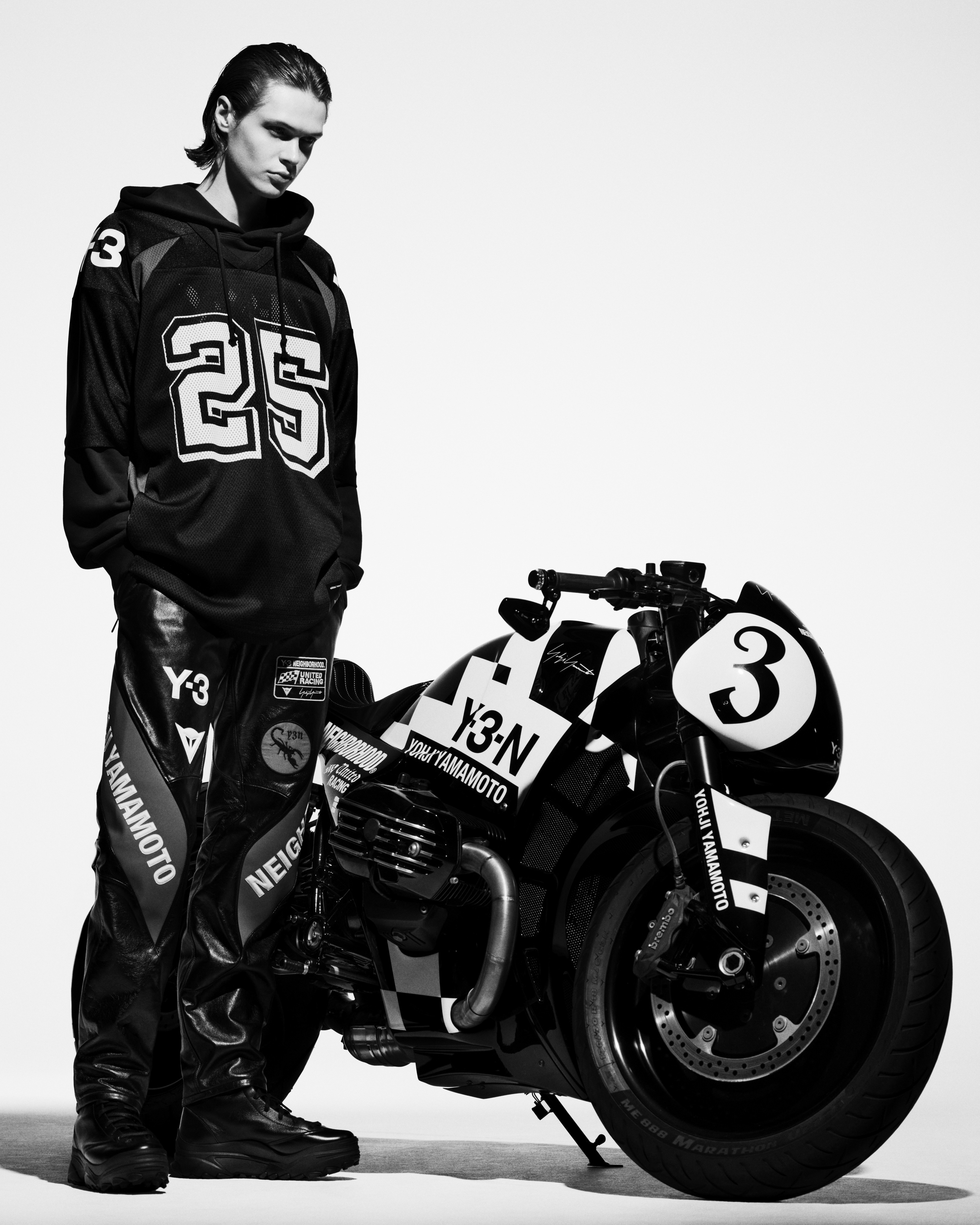 ヨシ 三本目 Y-3 NBHD MOTO LEATHER PANTS(S BLACK): Y-3 NEIGHBORHOOD