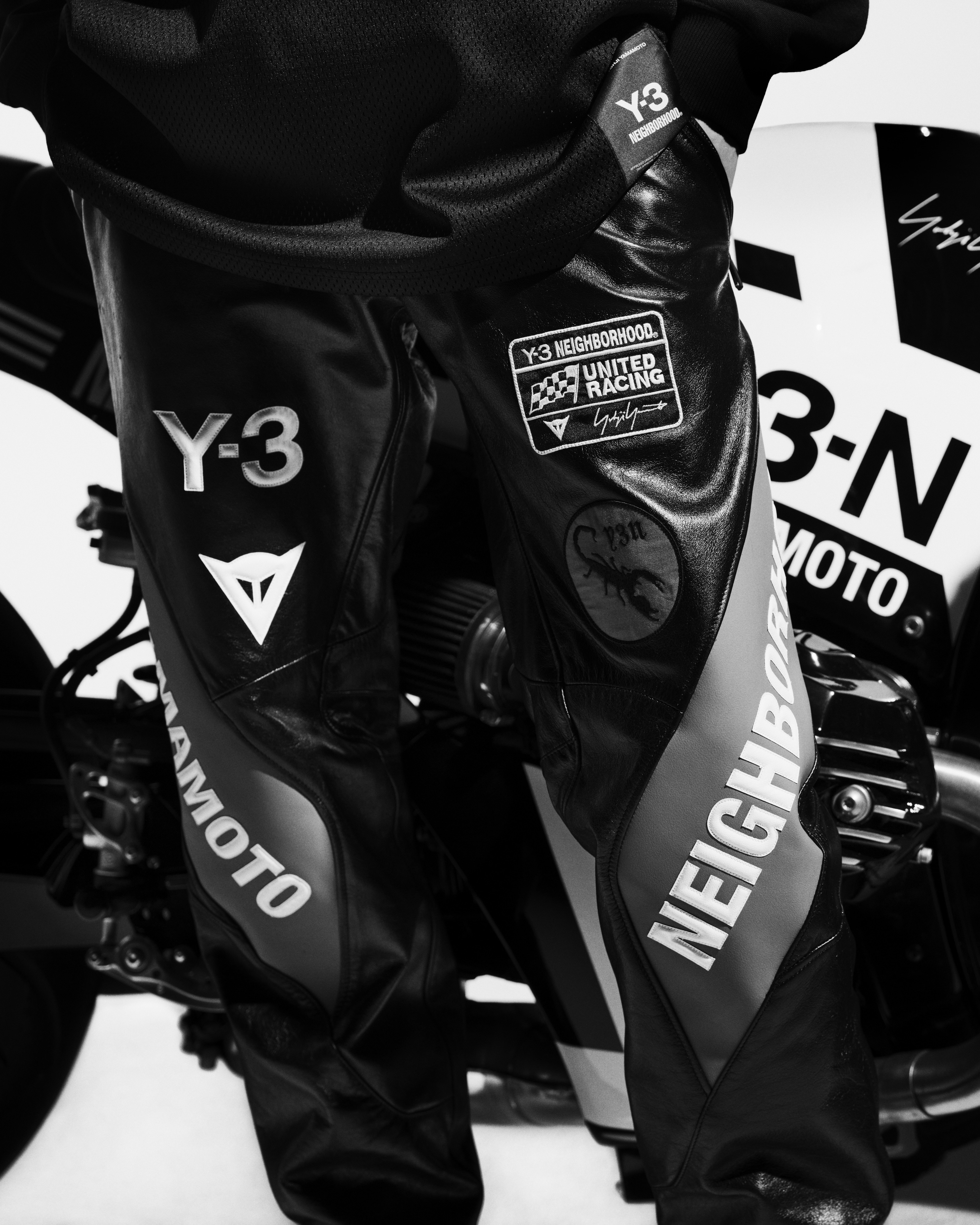 ヨシ 三本目 Y-3 NBHD MOTO LEATHER PANTS(S BLACK): Y-3 NEIGHBORHOOD