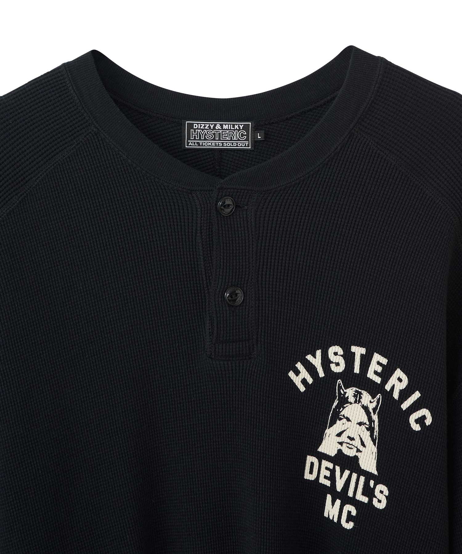 【ヨウジヤマモト】× HYSTERIC GLAMOUR HENRY NECK スウェット DEVIL'S MC HENRY NECK SWEAT(L BLACK): HYSTERIC GLAMOUR