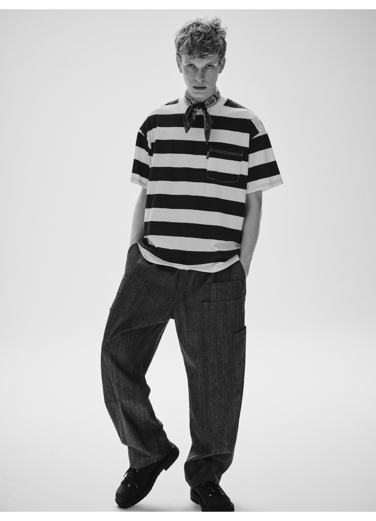 【8/7 12:00 発売】WILDSIDE×BLUE BLUE Pigment Stripe T-shirt Black_2