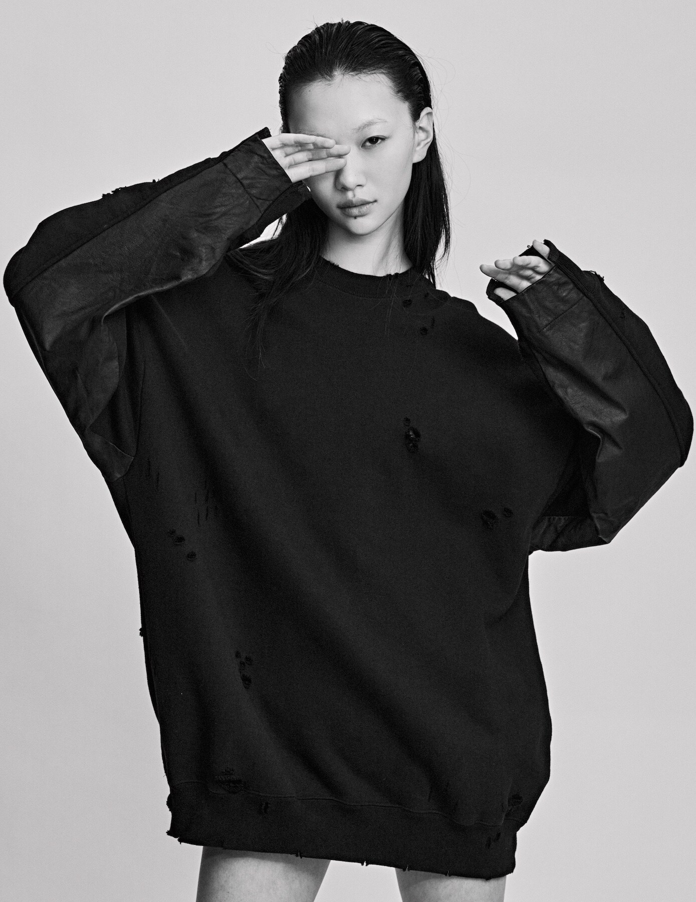 WILDSIDE × stein OVERSIZED RECONSTRUCTION SWEAT(FREE SIZE BLACK